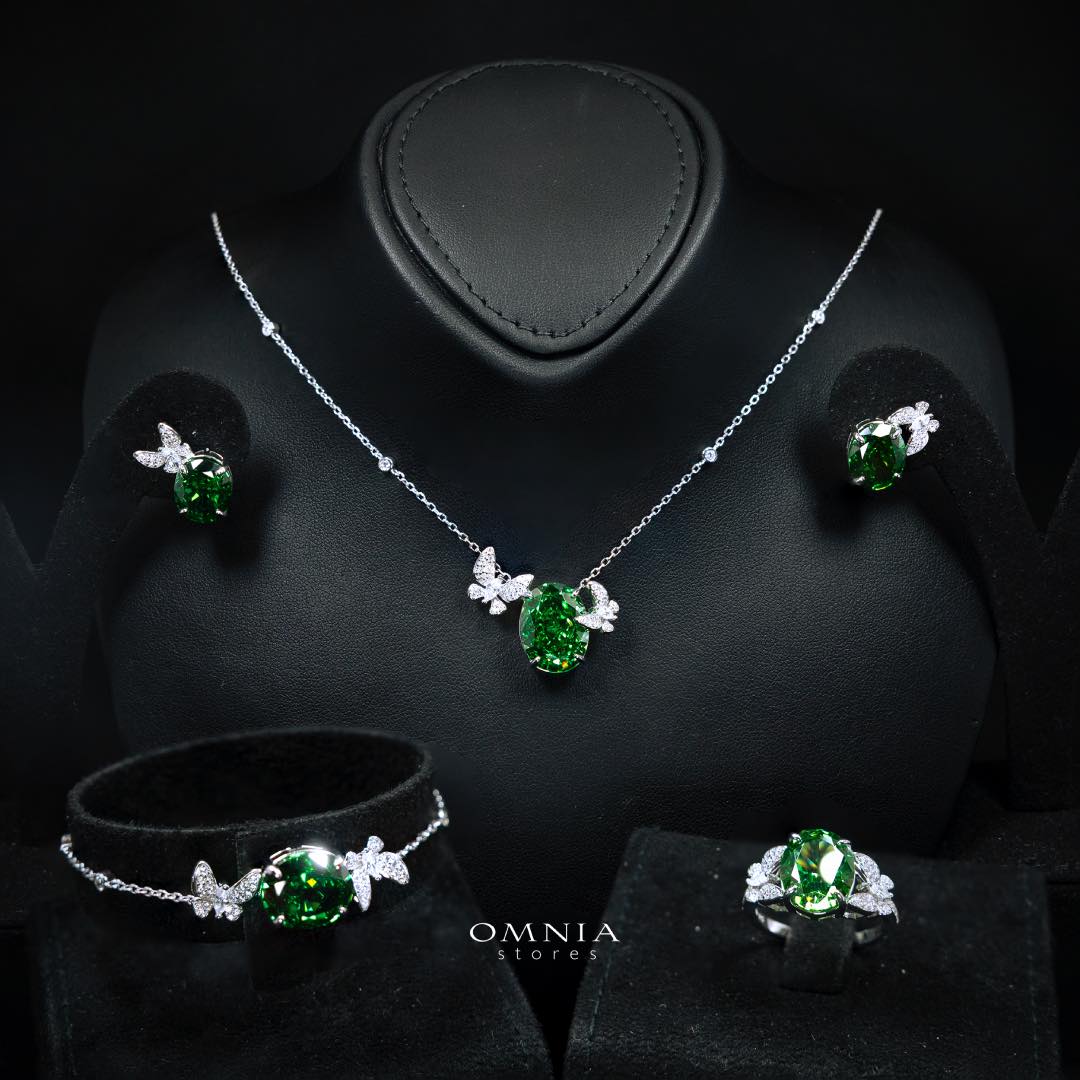 Omnia Maysun Green Full Set In 925 Silver High Quality Simulated Diamonds
