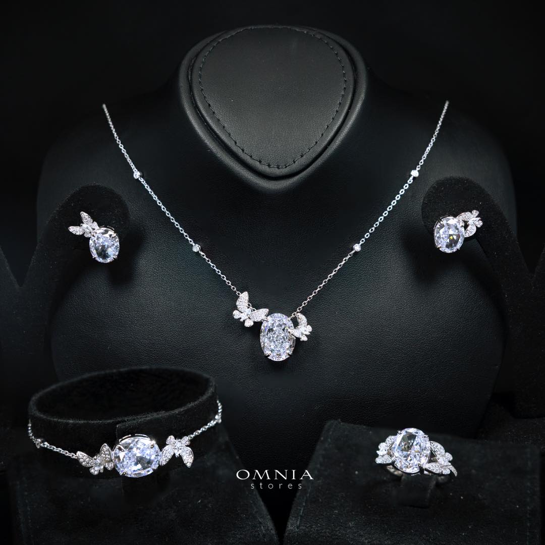 Omnia Maysun White Full Set In 925 Silver High Quality Simulated Diamonds