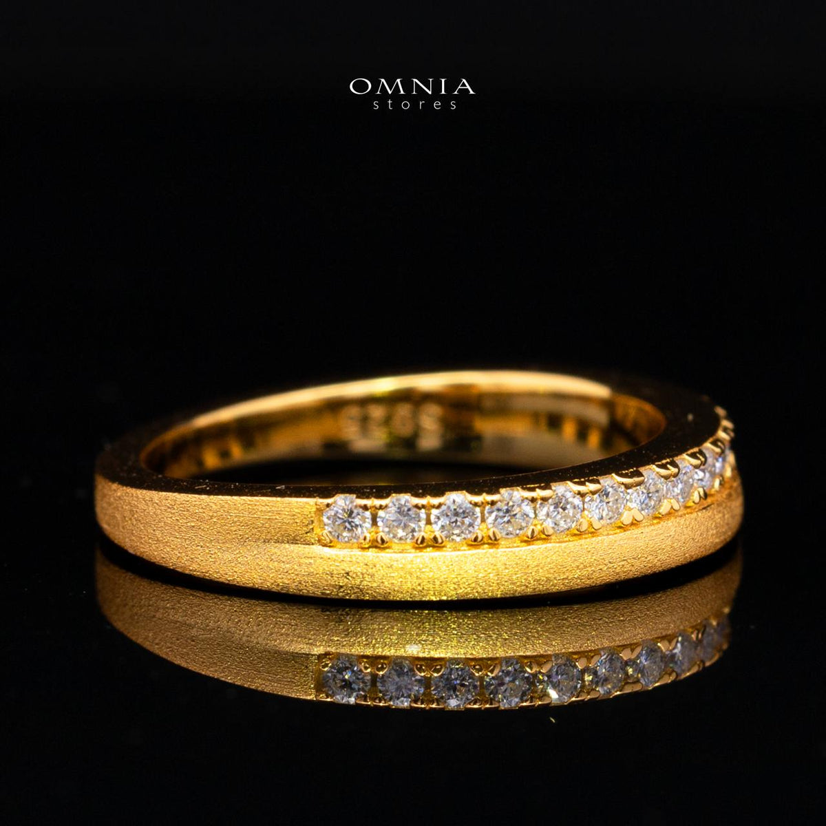 Hailey White Moissanite Minimalist Half Eternity Band Ring – Gold-Plated 925 Sterling Silver