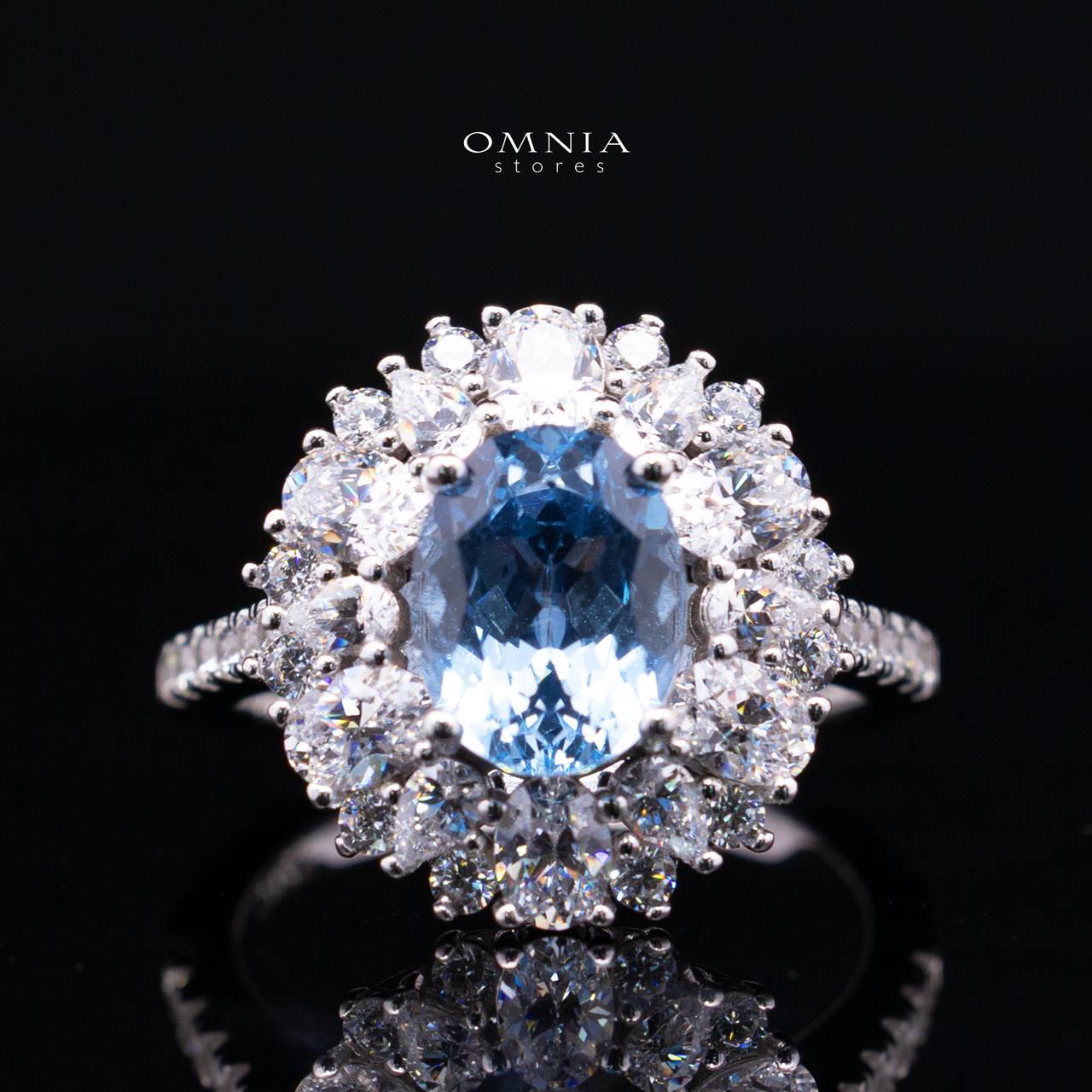 Milania Lab Grown Synthetic Spinel Sky Blue Stones With GRC Certified Ring in 925 Silver