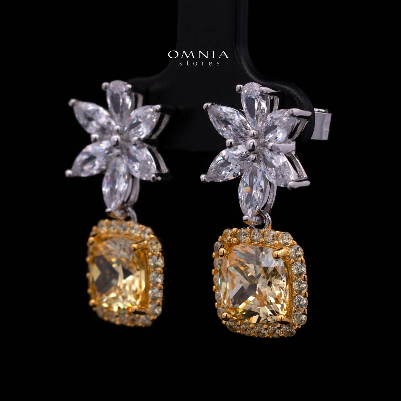 Daleyza Yellow 925 Sterling Silver Earrings with High-Quality Premium Simulated Diamond Stone