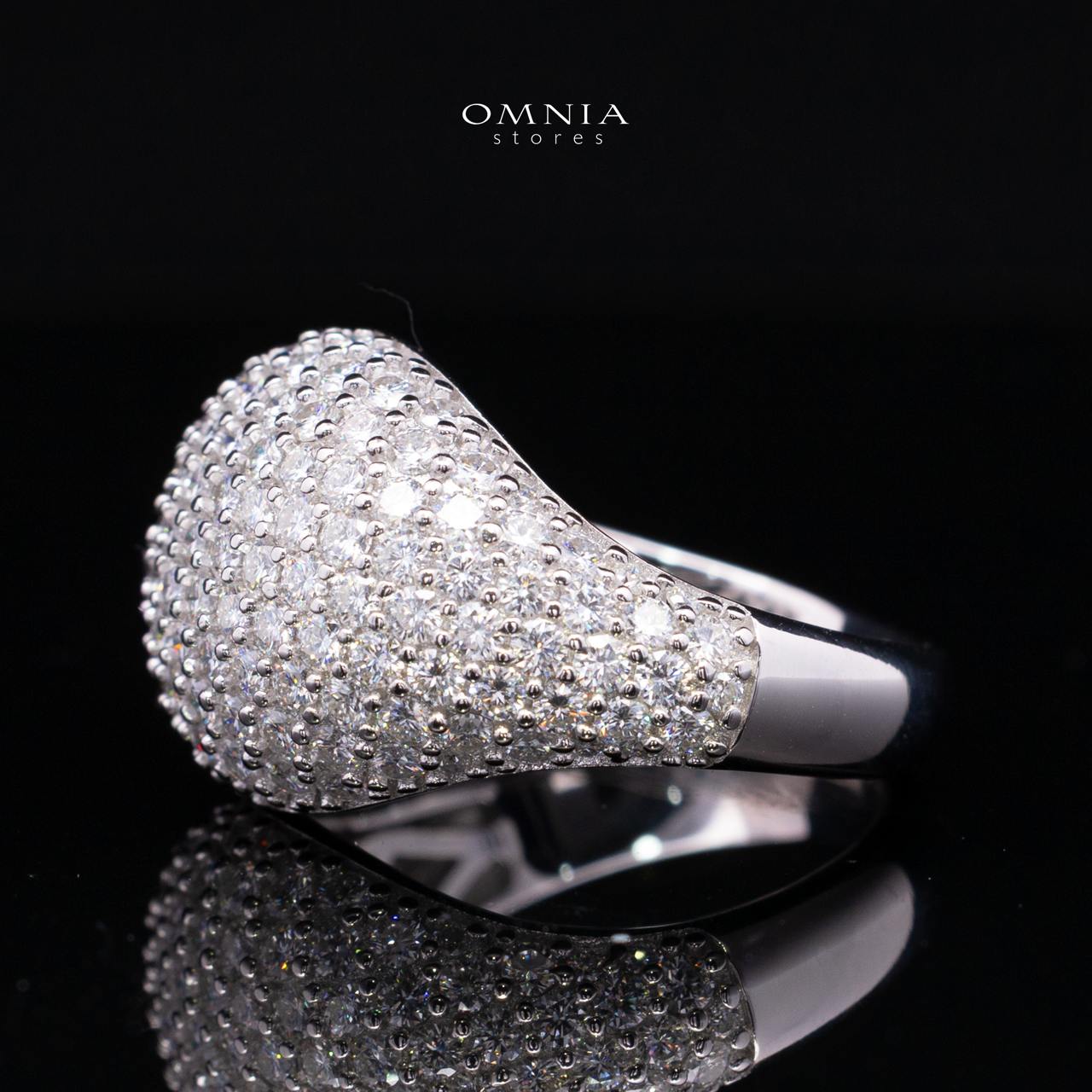 Galla White Moissanite Signature Cluster Dome Ring – Rhodium-Plated 925 Silver