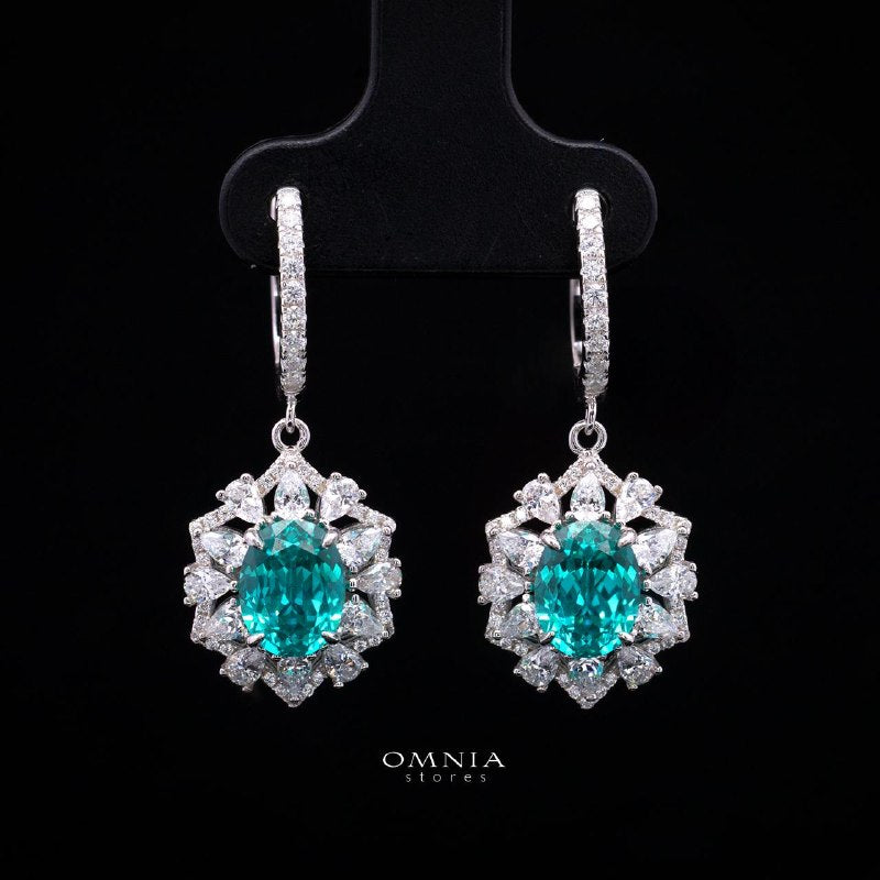 Rachel Lab-Grown Paraiba Earring with GRC Certificate, Oval 6x8mm in 925 Sterling Silver