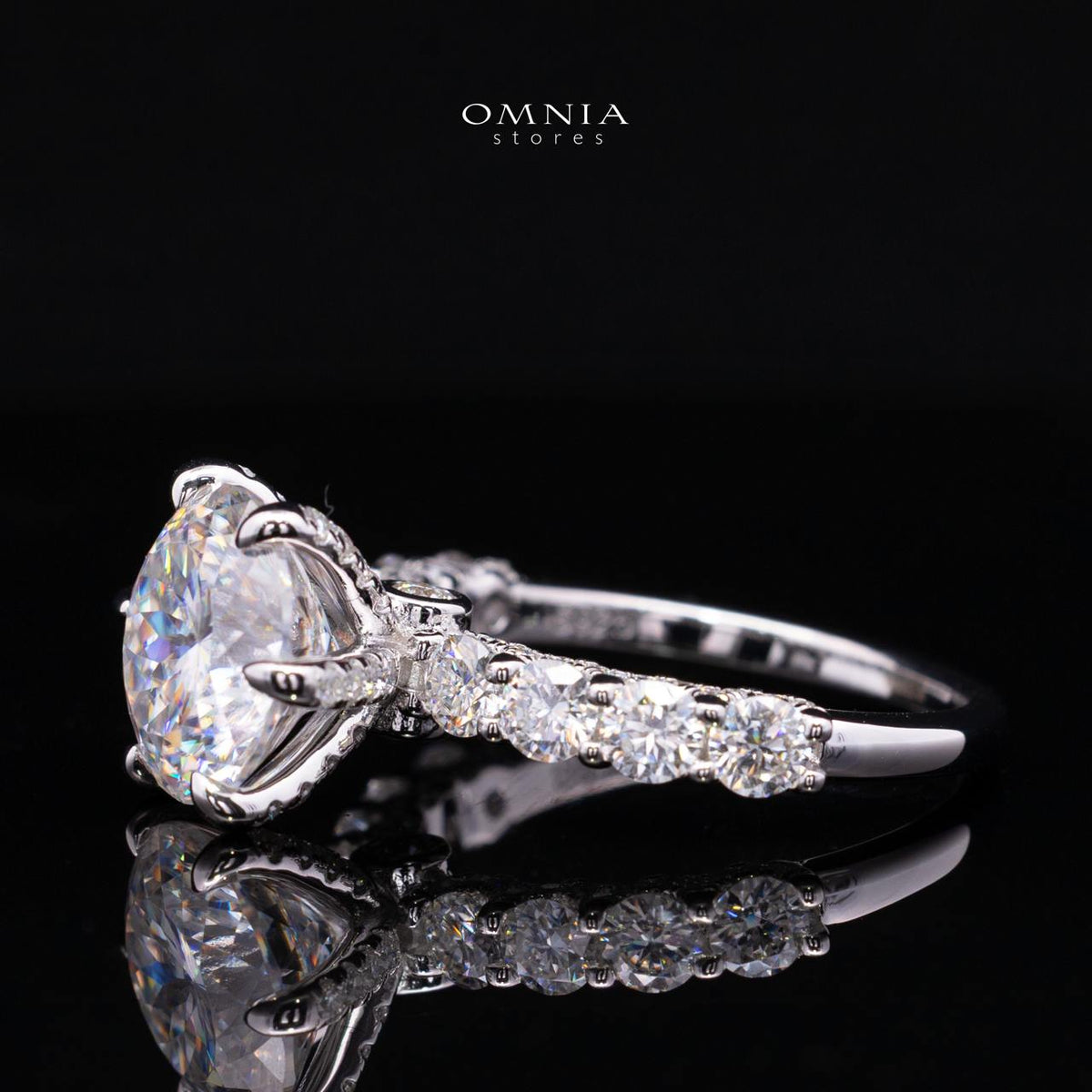 Fidaa White Moissanite Round Cut Ring GRA Certified in High Quality 925 Silver 11mm 5ct