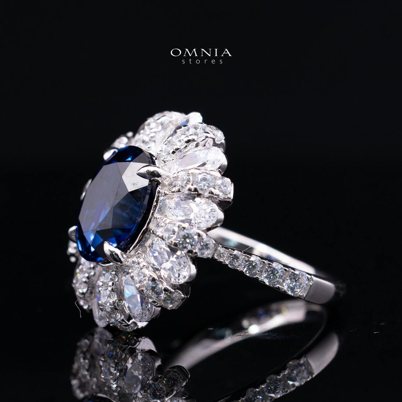 Cecelia Blue Lab-Grown Sapphire Ring with GRC Certificate, Oval 9×11mm, in 925 Sterling Silver