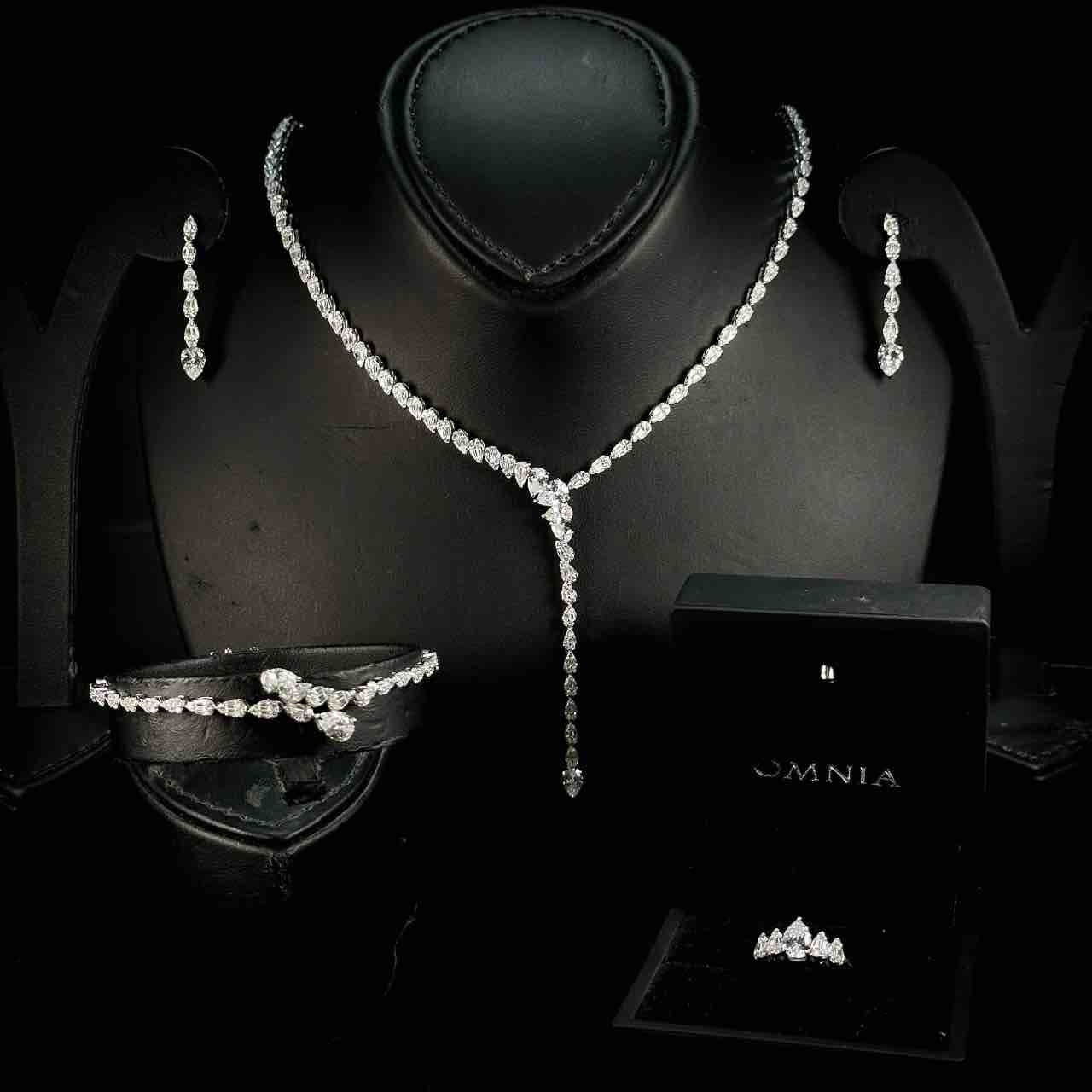 Omnia Khuloud White Bridal Full Set in 925 Silver High Quality Simulated Diamonds - OMNIASTORES UAE