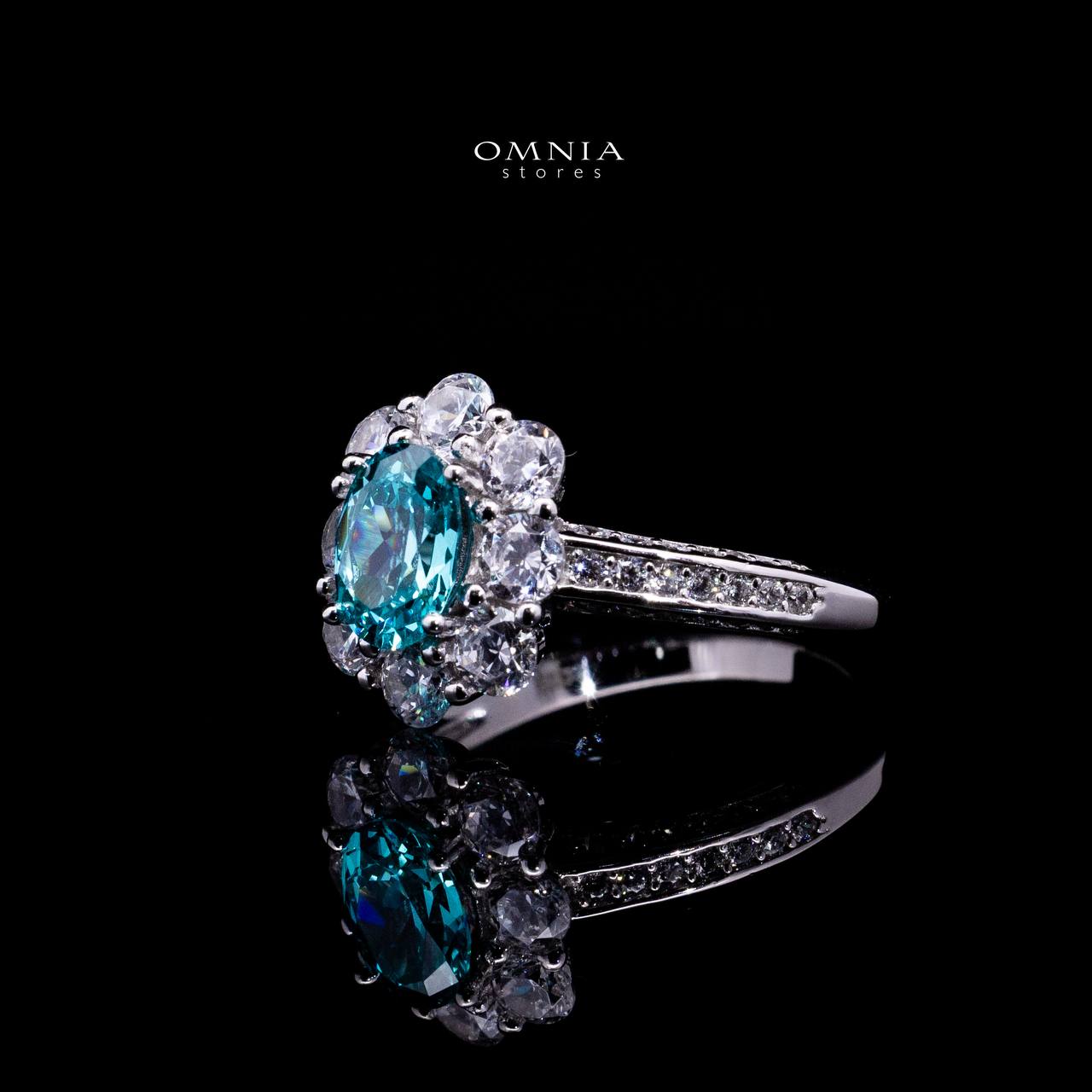 Omnia Mashael Sky Blue Silver RIng 925 Silver in High Quality Simulated Diamonds - OMNIASTORES UAE