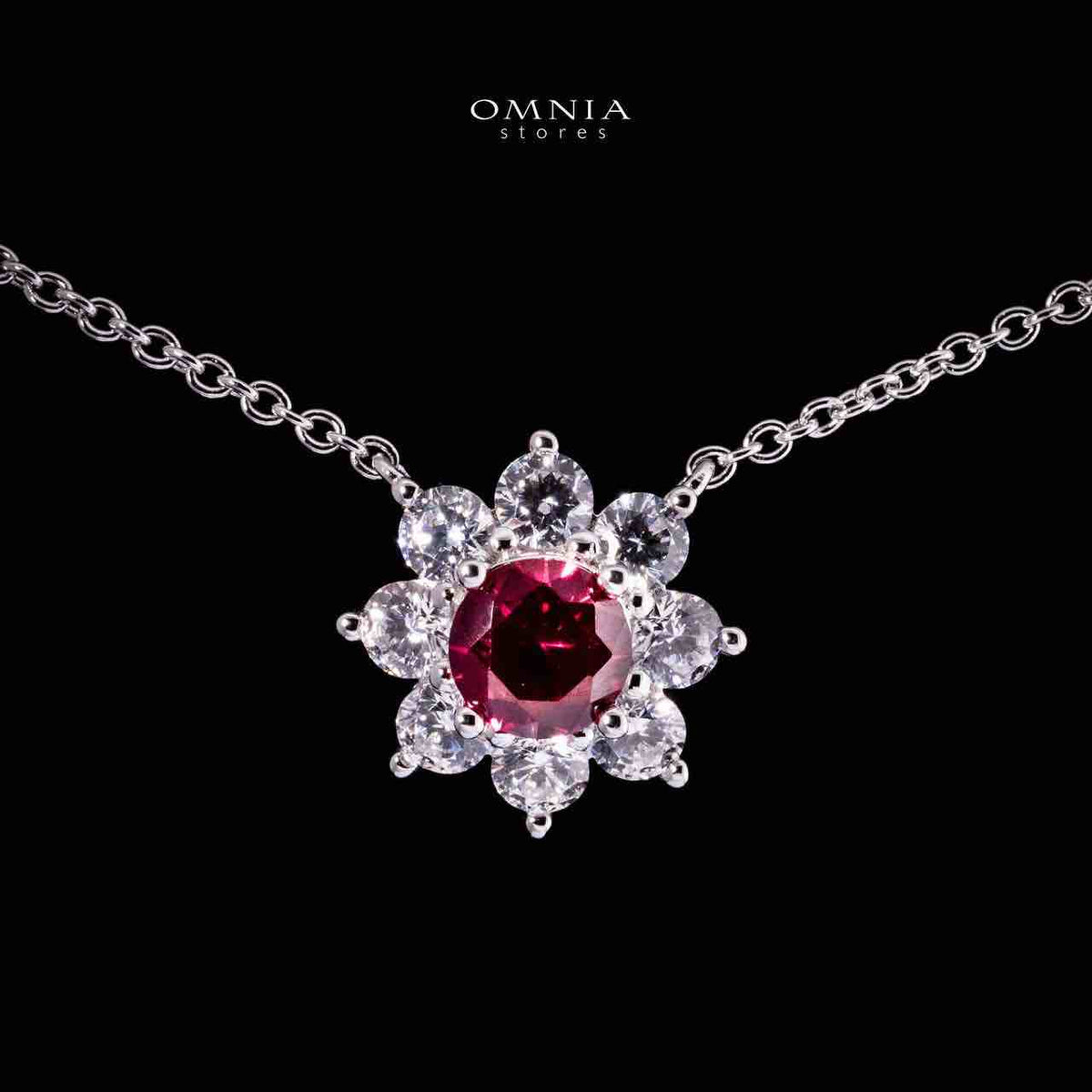 Naisha Lab Grown With GRC Certified Ruby Red Stones Necklace and Earrings Set in 925 Silver - OMNIASTORES UAE