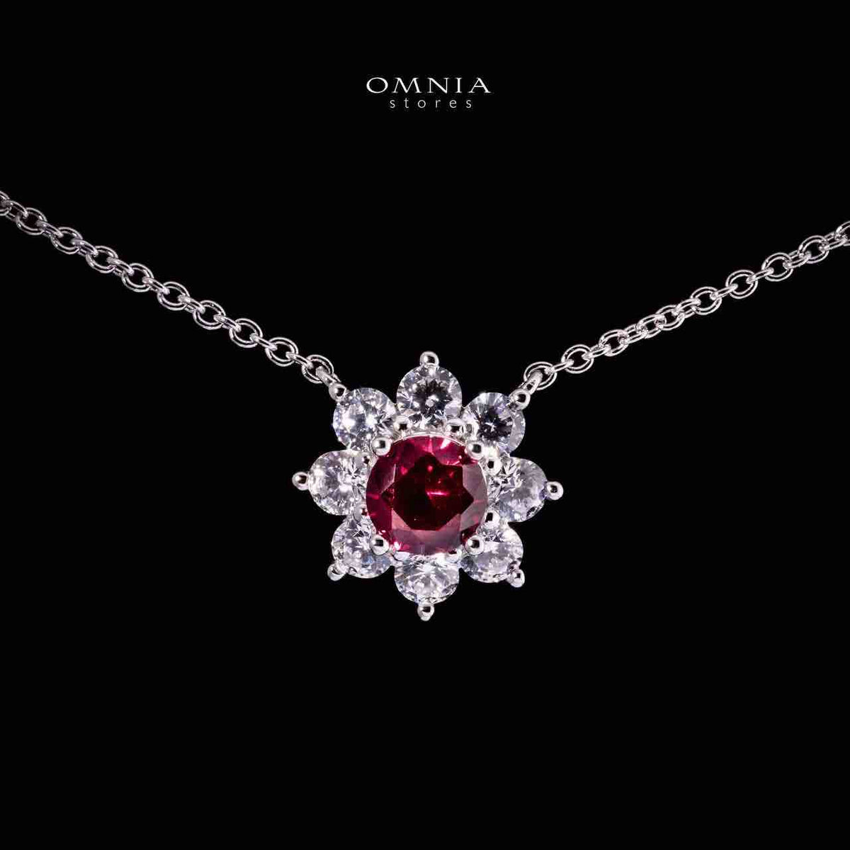Naisha Lab Grown With GRC Certified Ruby Red Stones Necklace and Earrings Set in 925 Silver - OMNIASTORES UAE