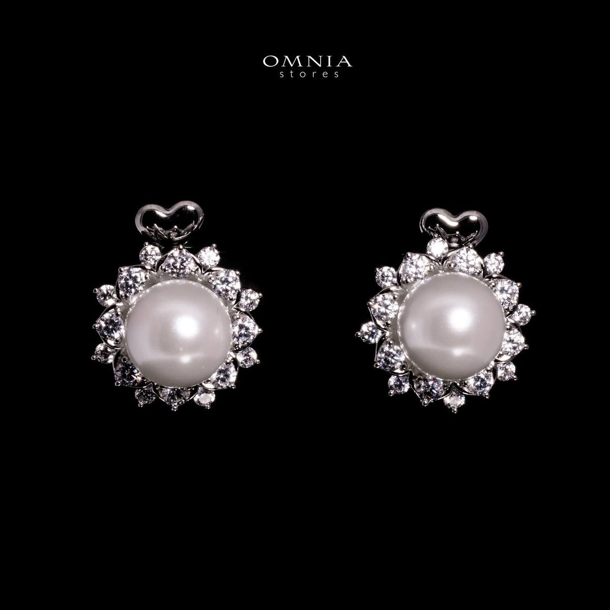 Omnia Alaya White Pearl Earrings With High Quality Lab Crafted Stones In 925 Silver - OMNIASTORES UAE