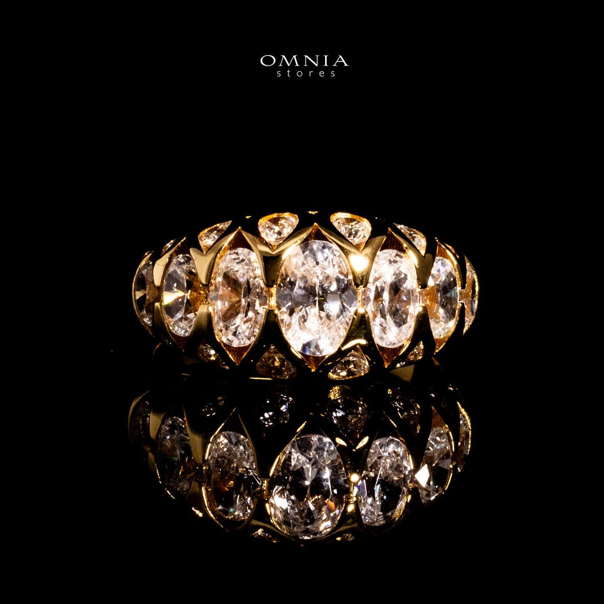Omnia Manha Gold Ring With High Quality Certified Lab Crafted Stones In 925 Silver - OMNIASTORES UAE