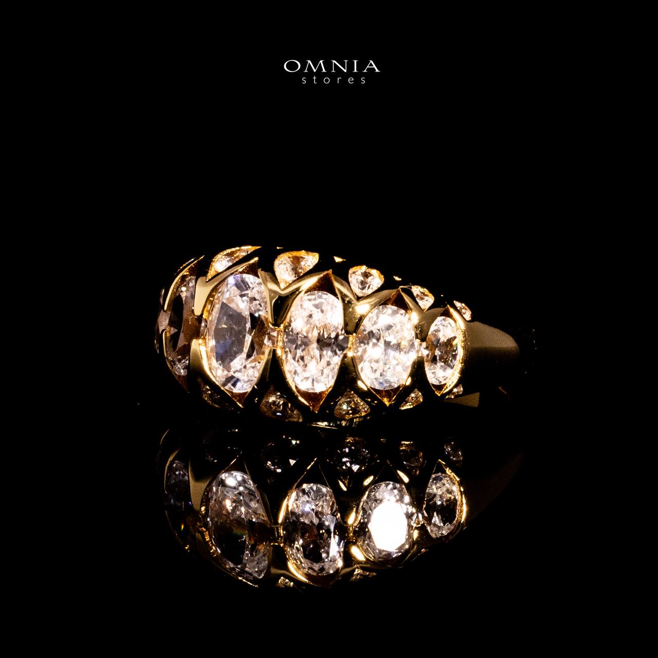 Omnia Manha Gold Ring With High Quality Certified Lab Crafted Stones In 925 Silver - OMNIASTORES UAE