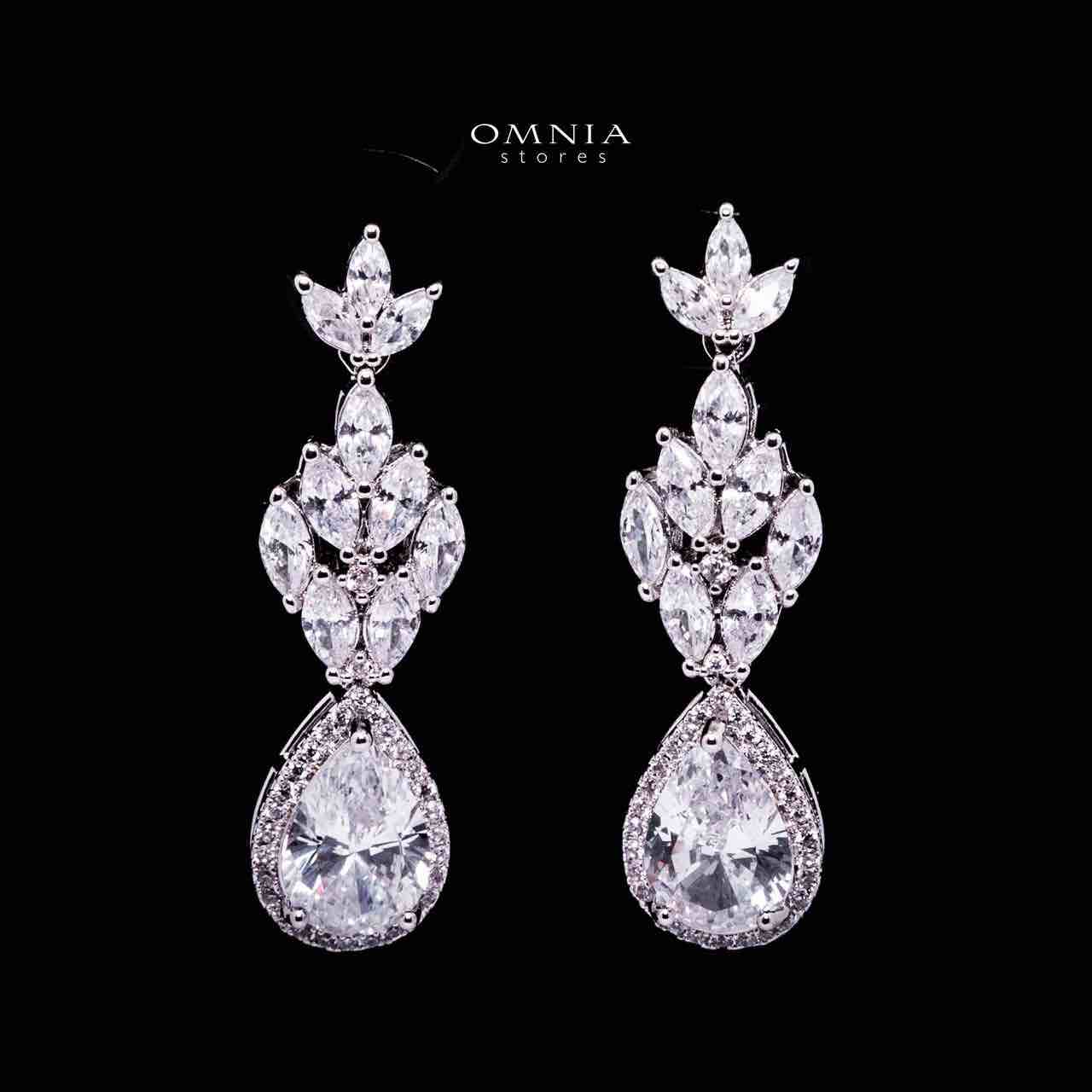 Omnia Aamira Teardrop-Design Bridal Crystal White Full Set with High-Quality Zircon Stones in Rhodium-Plated Finish (16cm Size 7 only available in KSA) - OMNIASTORES UAE