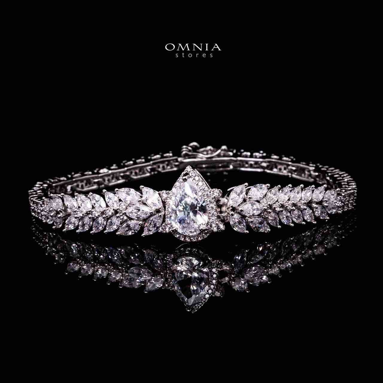 Omnia Aamira Teardrop-Design Bridal Crystal White Full Set with High-Quality Zircon Stones in Rhodium-Plated Finish (16cm Size 7 only available in KSA) - OMNIASTORES UAE