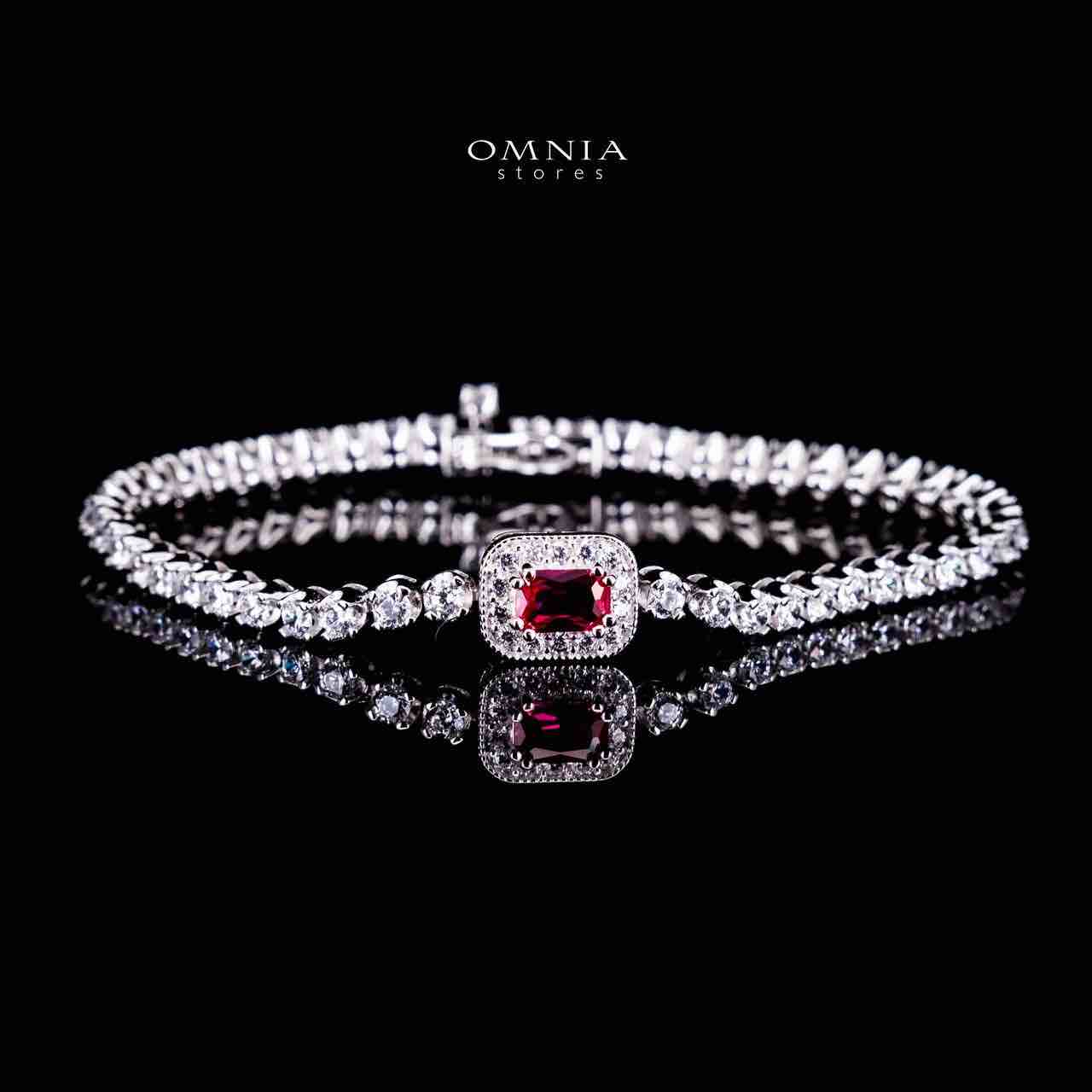 Omnia Zyrah Red Silver Bracelet in 925 Silver High Quality Simulated Diamonds - OMNIASTORES UAE