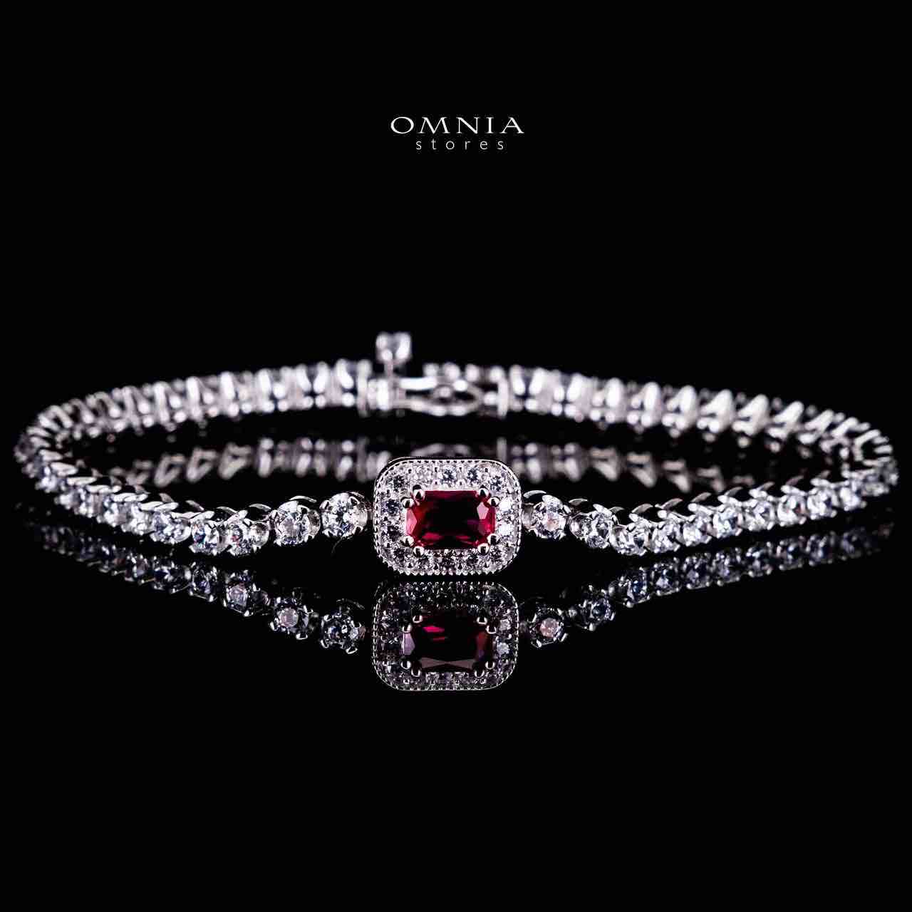 Omnia Zyrah Red Silver Bracelet in 925 Silver High Quality Simulated Diamonds - OMNIASTORES UAE
