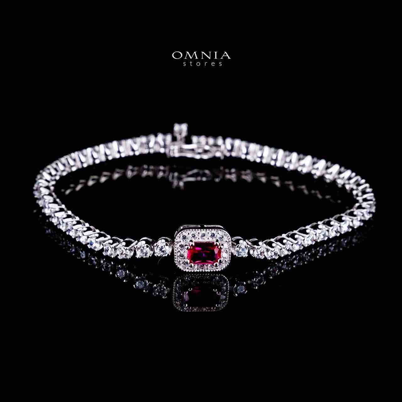 Omnia Zyrah Red Silver Bracelet in 925 Silver High Quality Simulated Diamonds - OMNIASTORES UAE