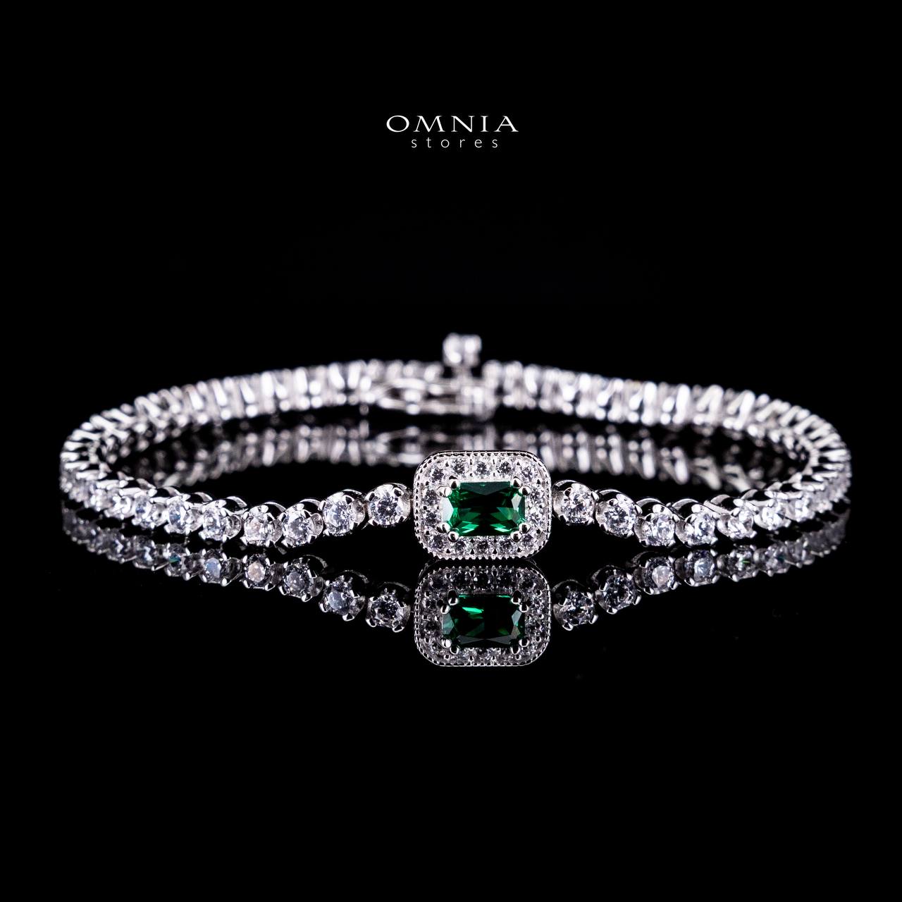 Omnia Zyrah Green Silver Bracelet in 925 Silver High Quality Simulated Diamonds - OMNIASTORES UAE