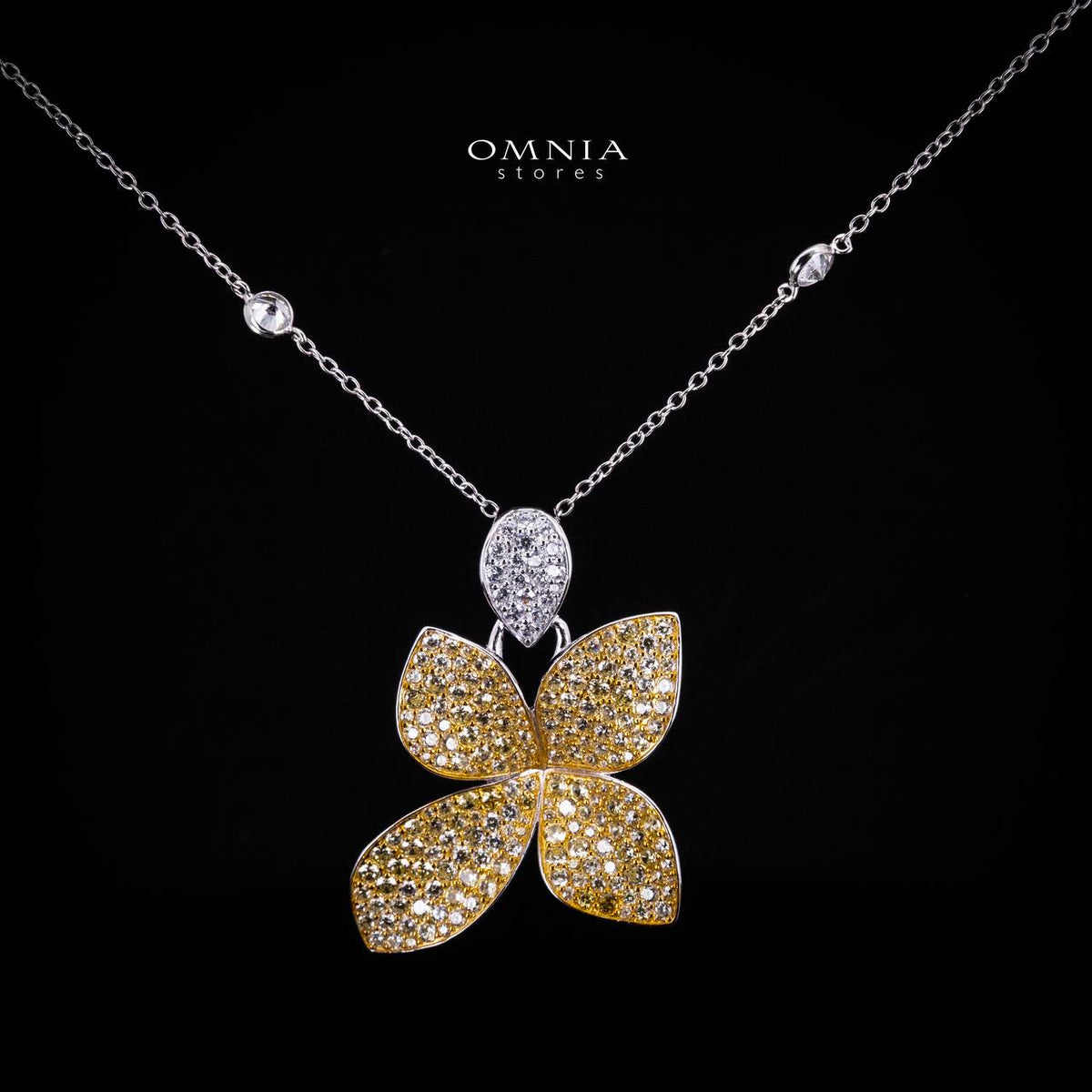 Omnia Dayana Gold and Silver Pendant Necklace in 925 Silver In High Quality Simulated Diamonds - OMNIASTORES UAE