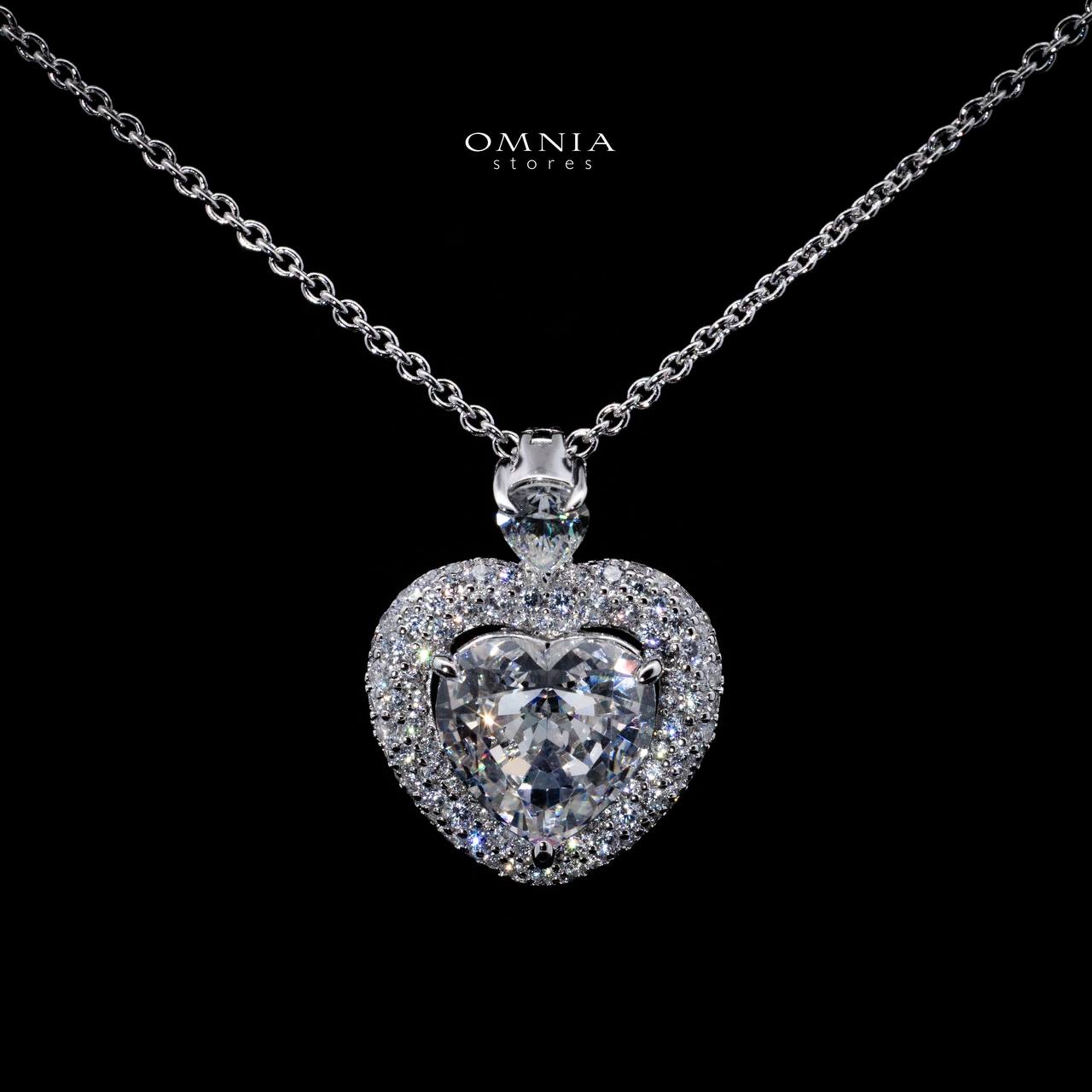 Omnia Amela White Heart Pendant Necklace With High Quality Certified Lab Crafted Stones In 925 Silver - OMNIASTORES UAE