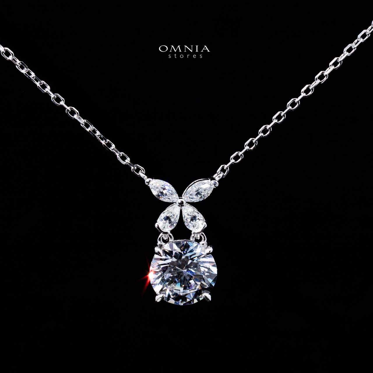 Omnia Sameera White Pendant Necklace With High Quality Certified Lab Crafted Stones In 925 Silver - OMNIASTORES UAE