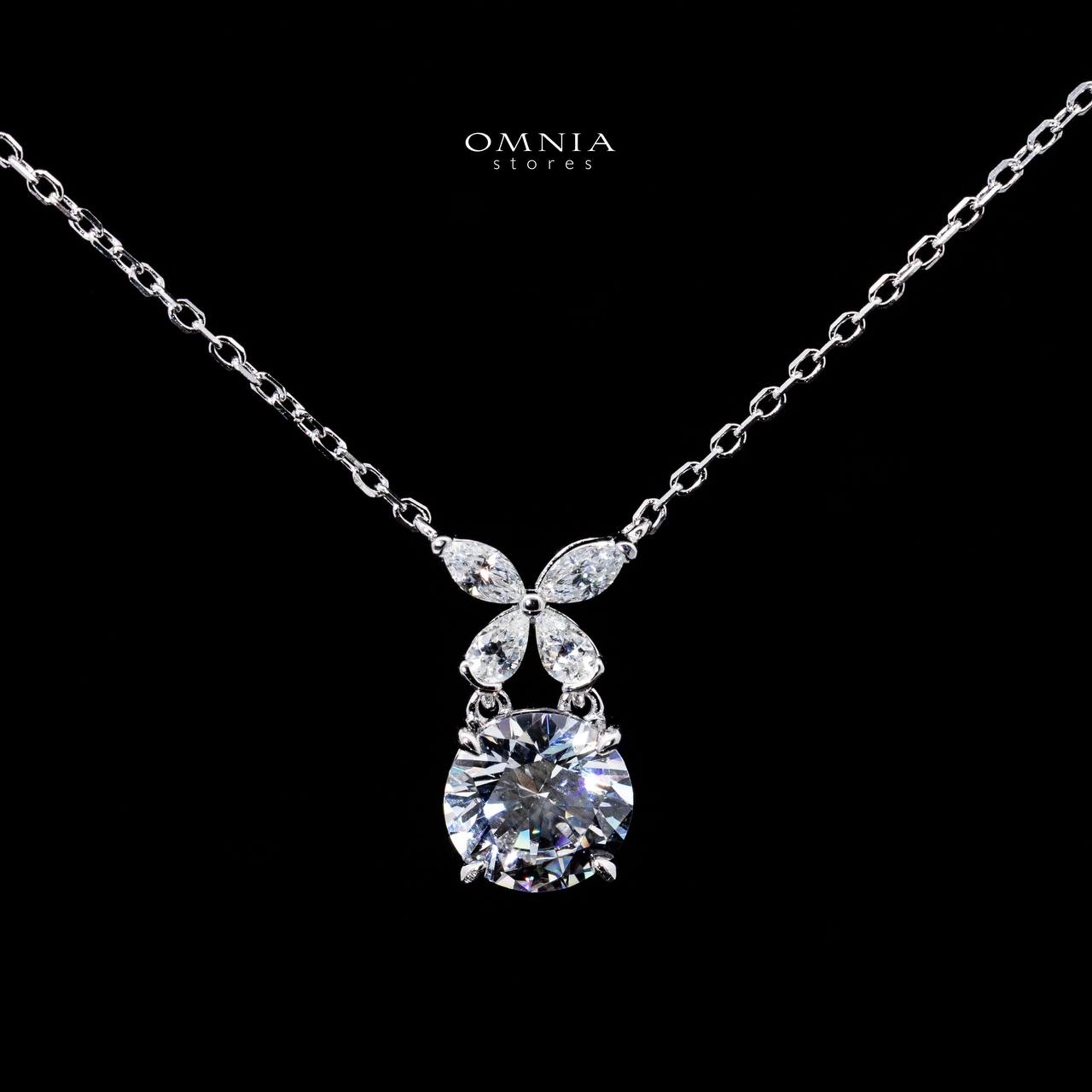 Omnia Sameera White Pendant Necklace With High Quality Certified Lab Crafted Stones In 925 Silver - OMNIASTORES UAE
