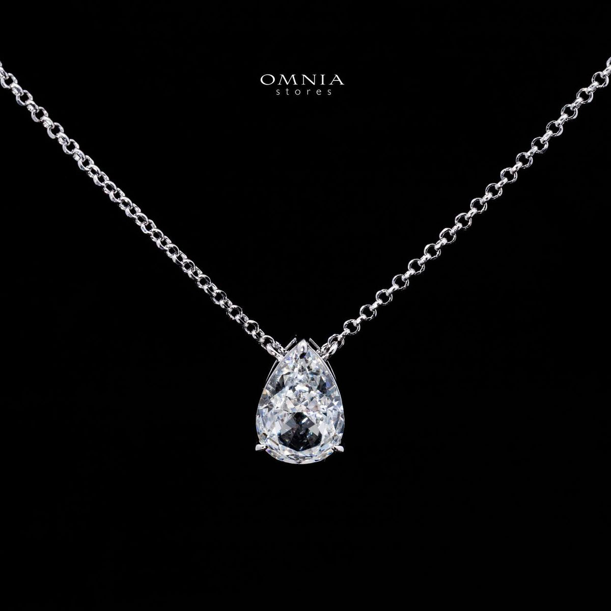 Omnia Raia White Pear Pendant Necklace With High Quality Certified Lab Crafted Stones In 925 Silver - OMNIASTORES UAE
