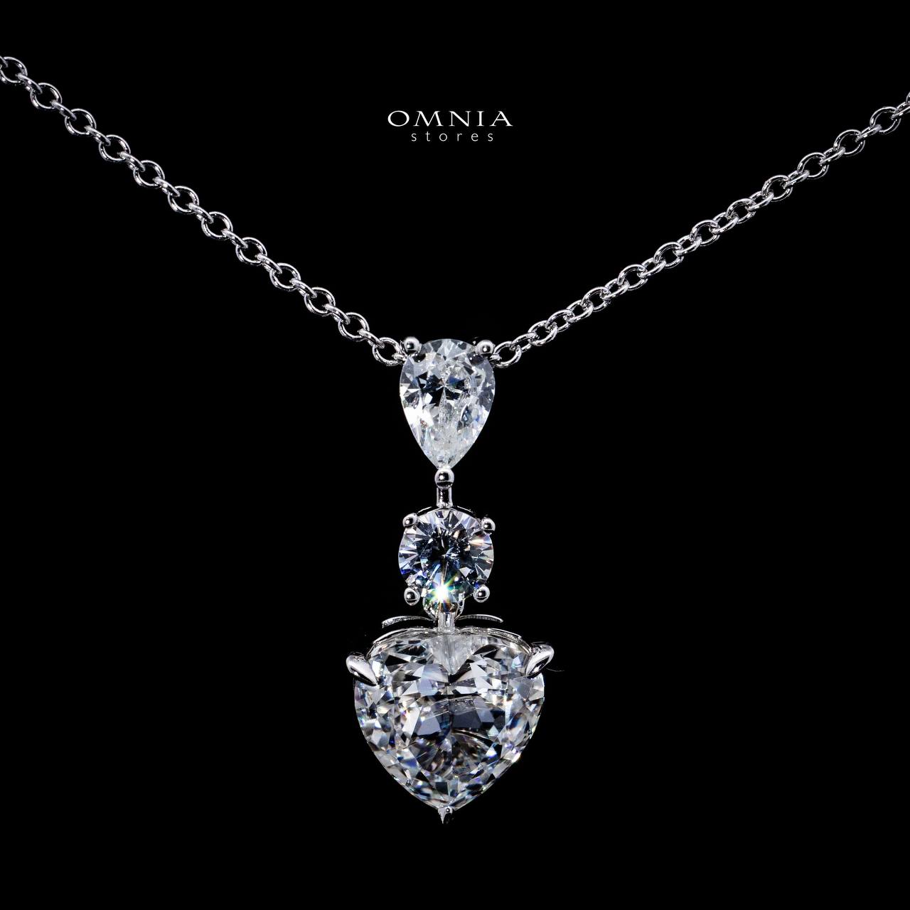 Omnia Ayen White Heart Pendant Necklace With High Quality Certified Lab Crafted Stones In 925 Silver - OMNIASTORES UAE