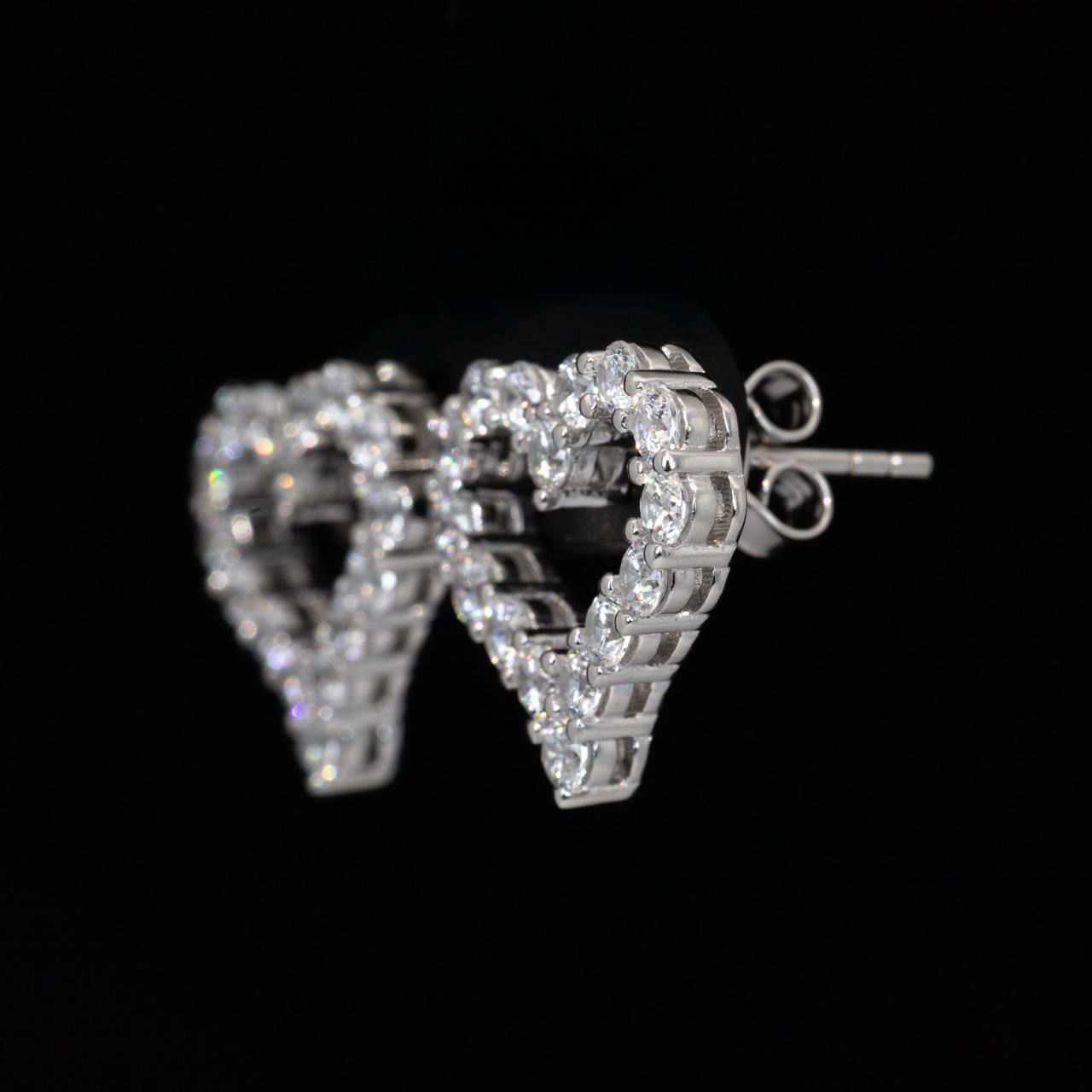 Omnia Afiya White Heart Earrings With High Quality Certified Lab Crafted Stones In 925 Silver - OMNIASTORES UAE