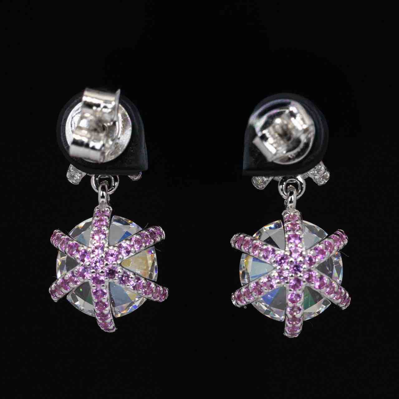 Omnia Asel White Round Earrings With High Quality Certified Lab Crafted Stones In 925 Silver - OMNIASTORES UAE