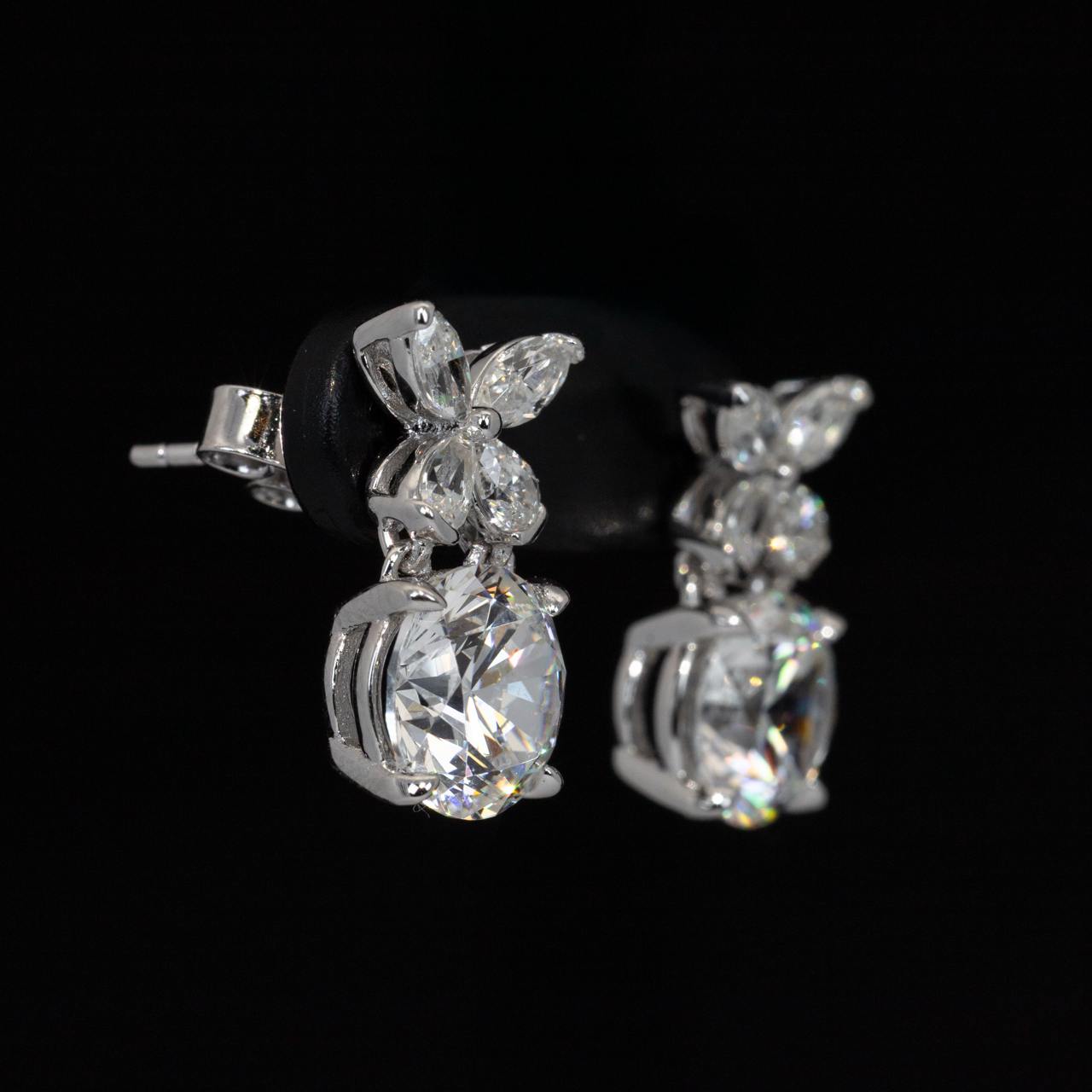 Omnia Sameera White Drop Earrings With High Quality Certified Lab Crafted Stones In 925 Silver - OMNIASTORES UAE