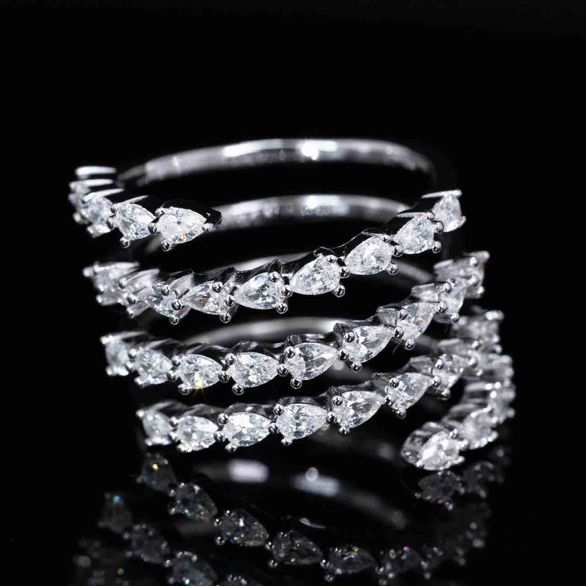 Omnia Lara White Ring With High Quality Simulated Diamonds In 925 Silver - OMNIASTORES UAE