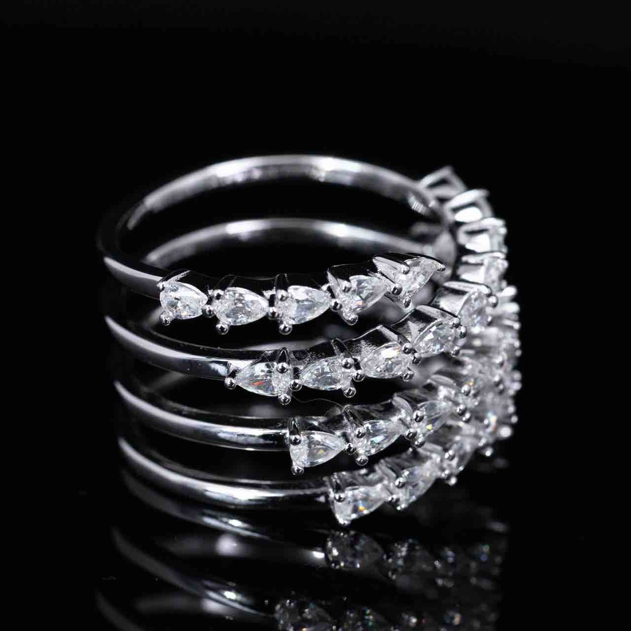 Omnia Lara White Ring With High Quality Simulated Diamonds In 925 Silver - OMNIASTORES UAE