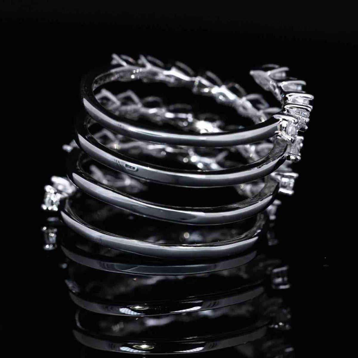 Omnia Lara White Ring With High Quality Simulated Diamonds In 925 Silver - OMNIASTORES UAE