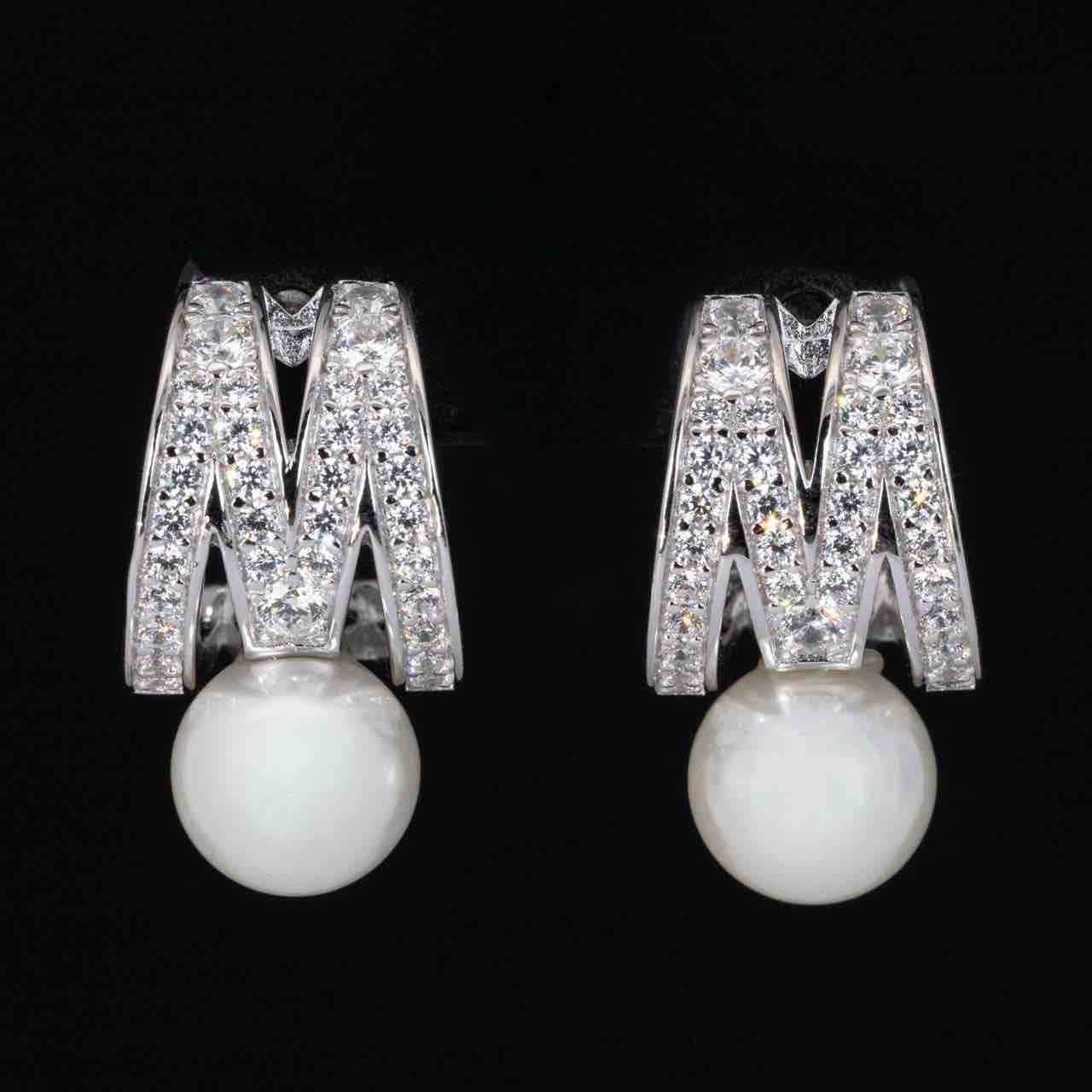 Omnia Shaira White Pear Earrings With High Quality Simulated Diamonds In 925 Silver - OMNIASTORES UAE
