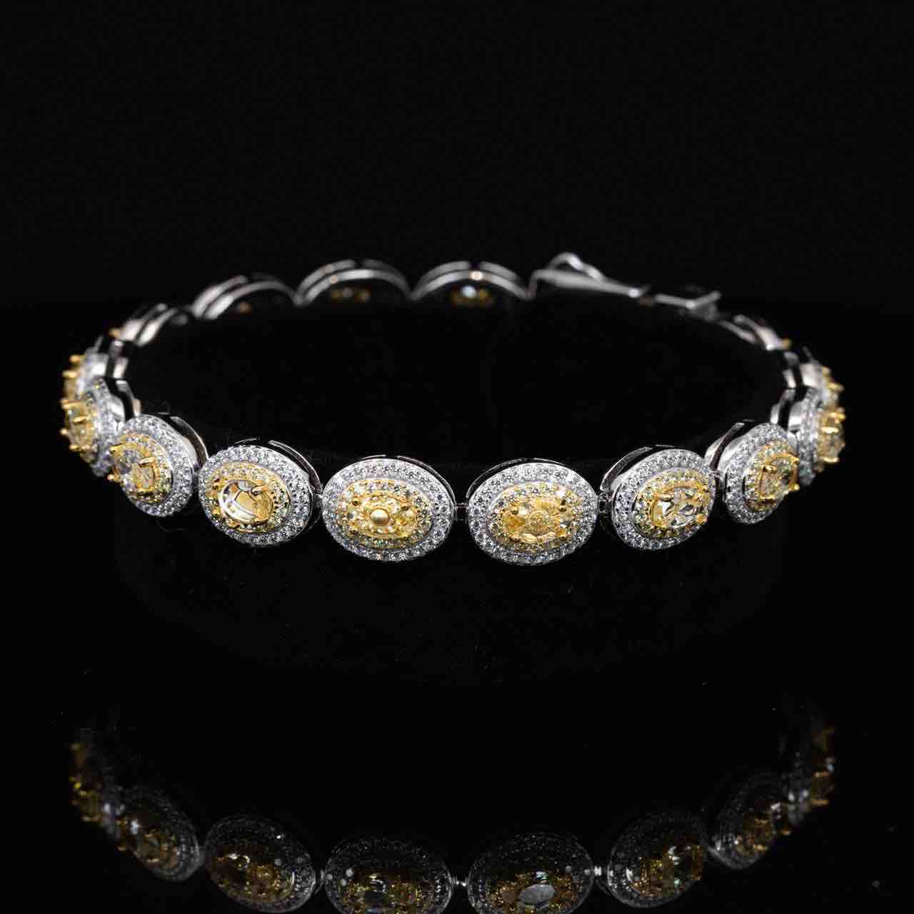 Omnia Tiesha White and Yellow Bracelet With High Quality Simulated Diamonds In 925 Silver - OMNIASTORES UAE
