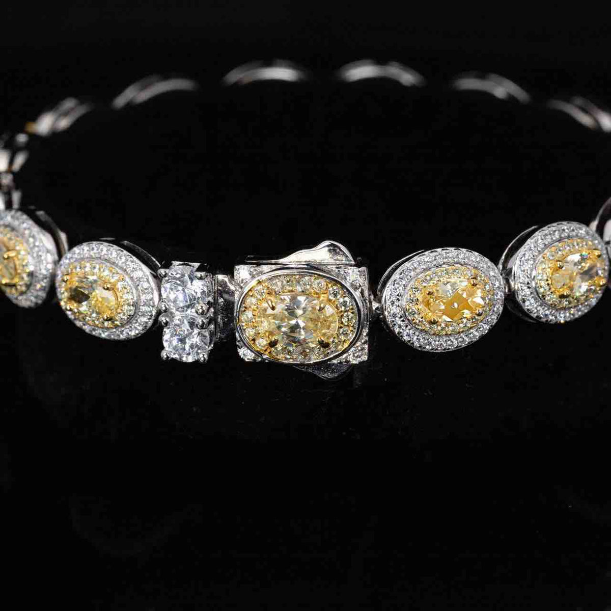 Omnia Tiesha White and Yellow Bracelet With High Quality Simulated Diamonds In 925 Silver - OMNIASTORES UAE