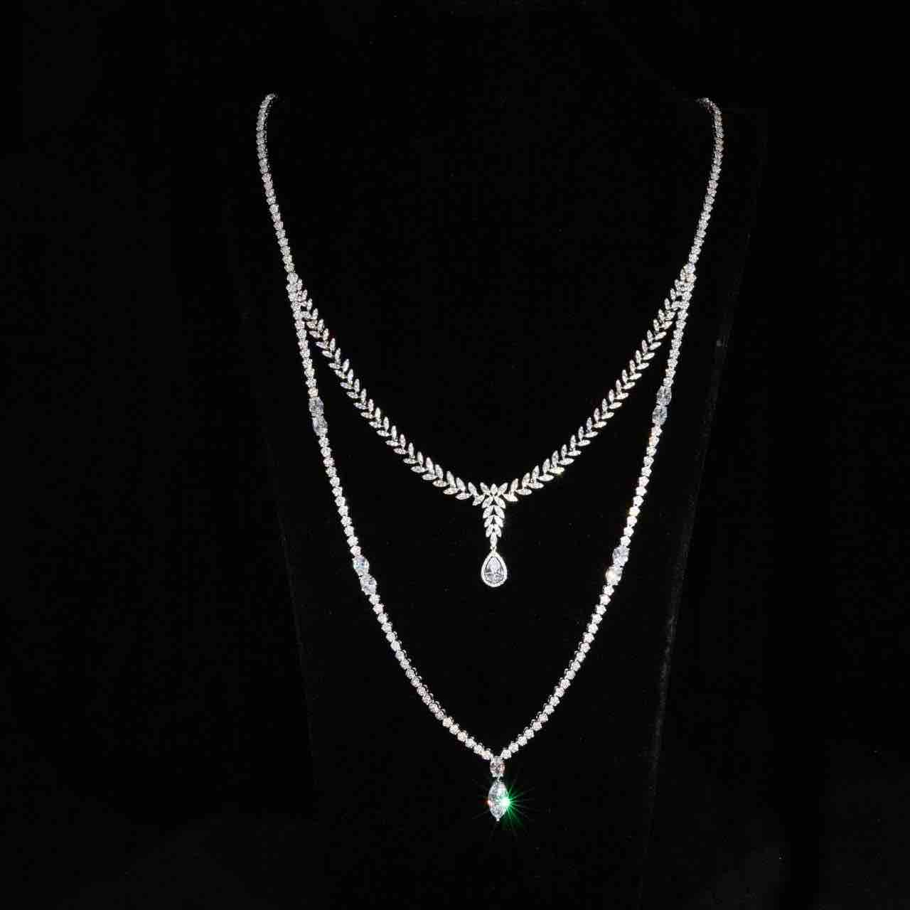 Omnia Miley White Luxury Bridal Long Chain Full Set in High Quality Zircon Stone Rhodium Plated - OMNIASTORES UAE