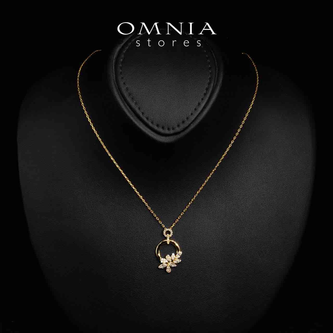 Omnia Ciara Gold Floral Necklace, Earrings and Ring Set in High Quality Rhodium Plated Zircon Stones - OMNIASTORES UAE