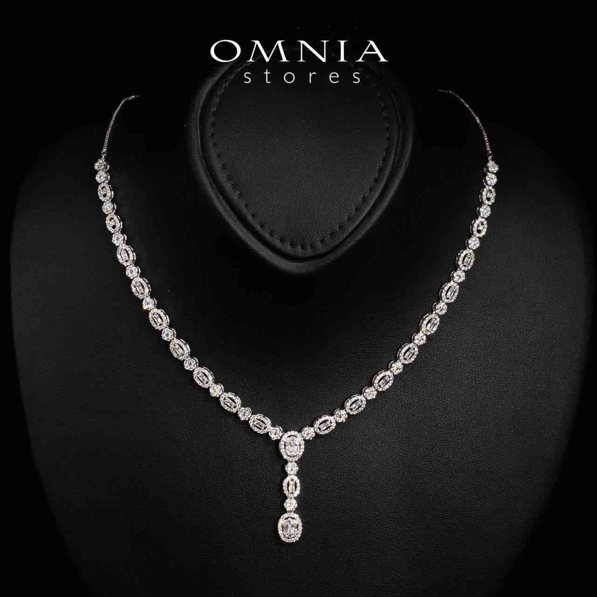 Omnia Sally White Necklace, Earrings and Ring Set in High Quality Rhodium Plated Zircon Stones - OMNIASTORES UAE