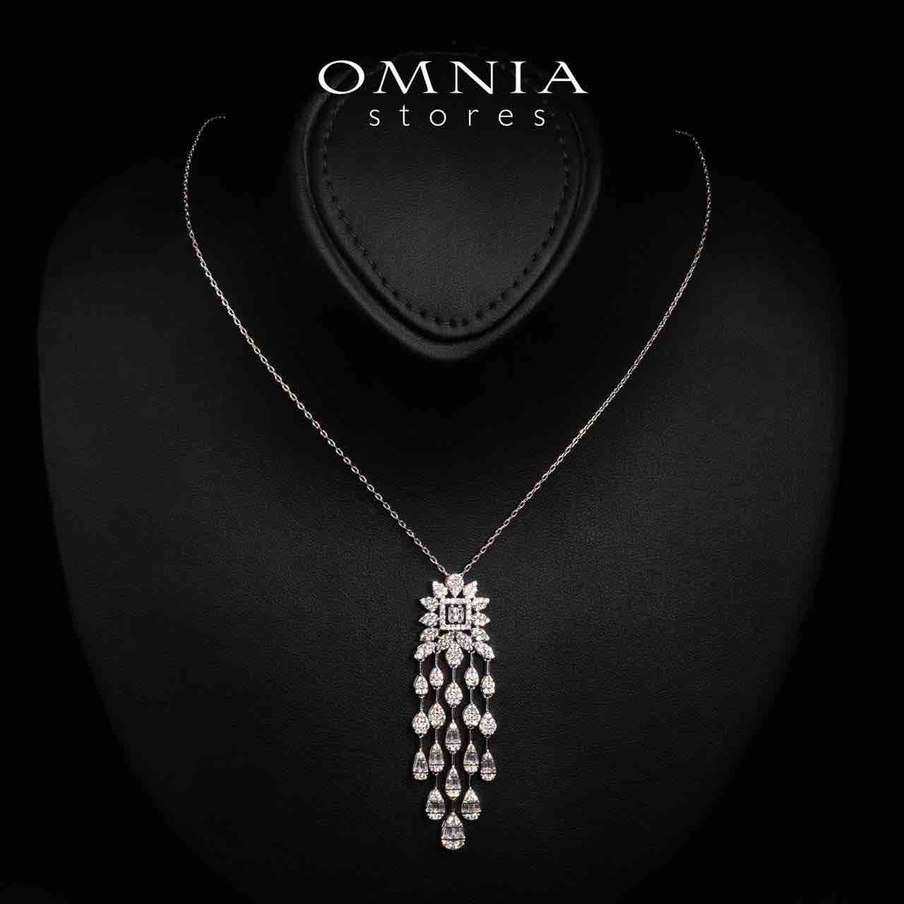 Omnia Emilee White Necklace,Earrings and Ring Set in High Quality Rhodium Plated Zircon Stones - OMNIASTORES UAE