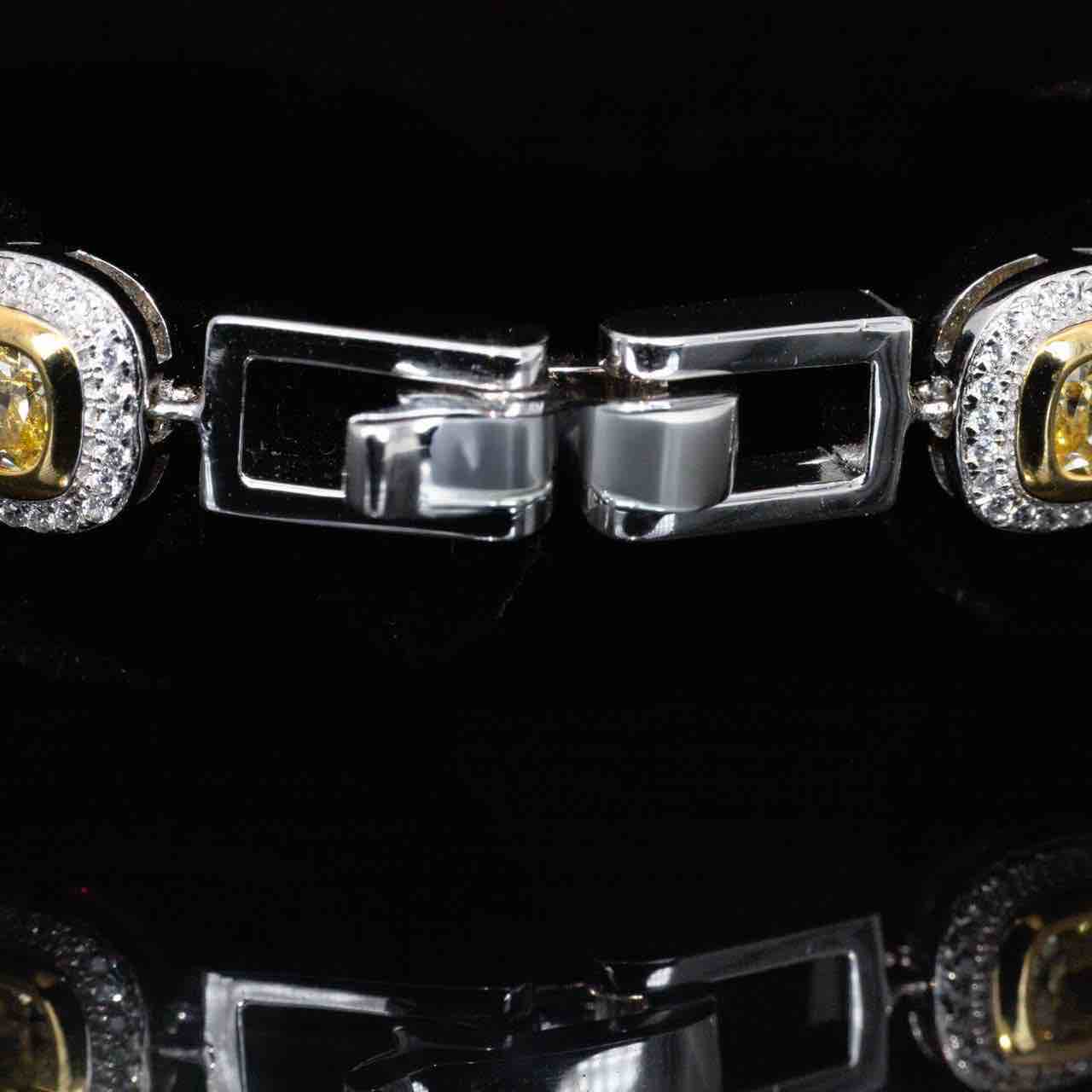 Omnia Faila White and Yellow Bracelet With High Quality Simulated Diamonds In 925 Silver - OMNIASTORES UAE