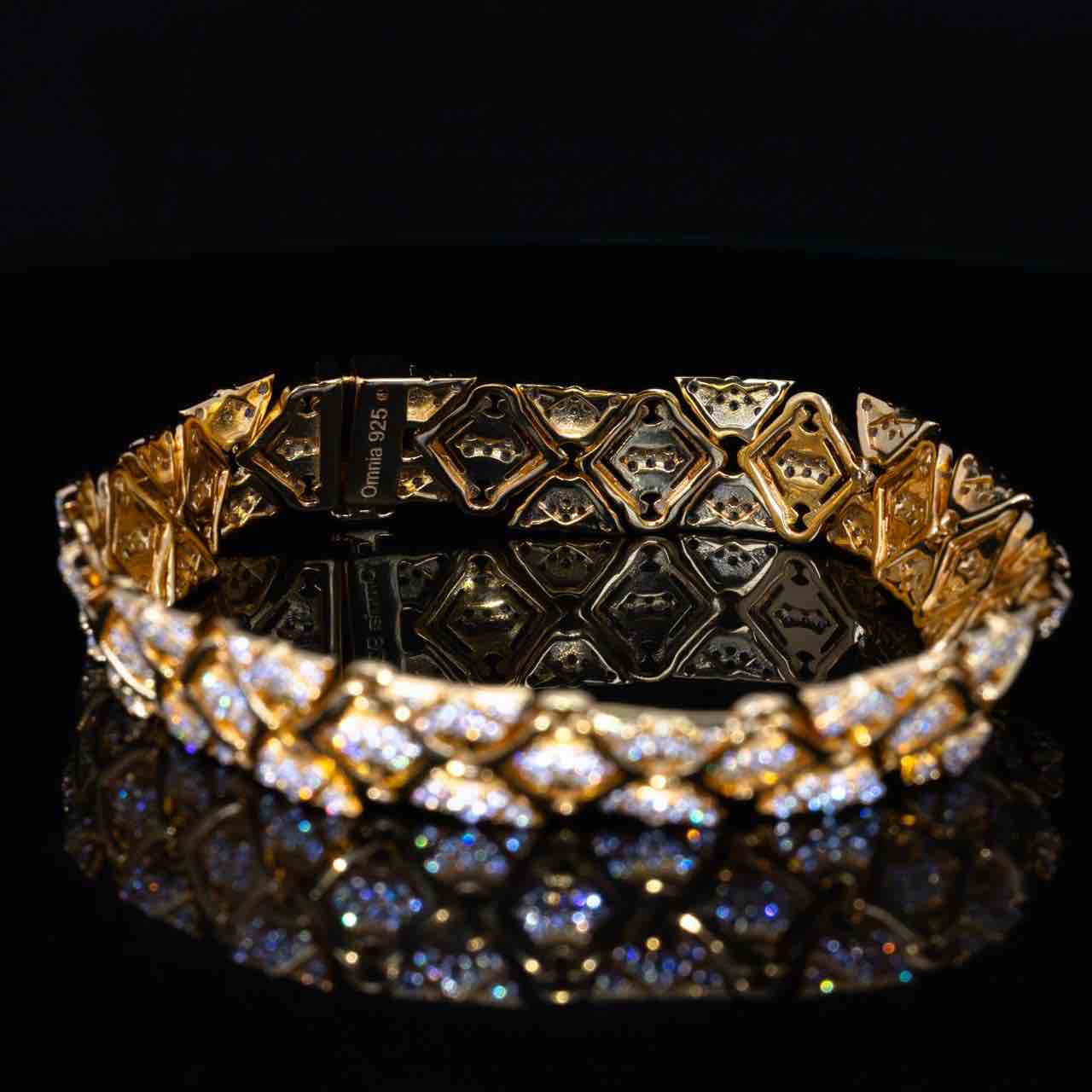Omnia Lisi Gold and White Bracelet With High Quality Simulated Diamonds In 925 Silver - OMNIASTORES UAE