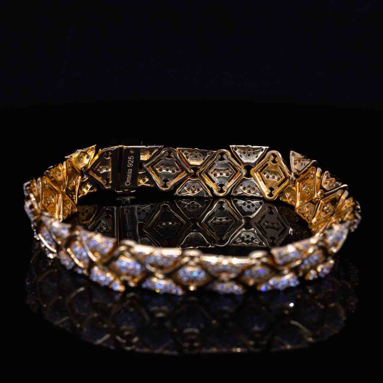 Omnia Lisi Gold and White Bracelet With High Quality Simulated Diamonds In 925 Silver - OMNIASTORES UAE
