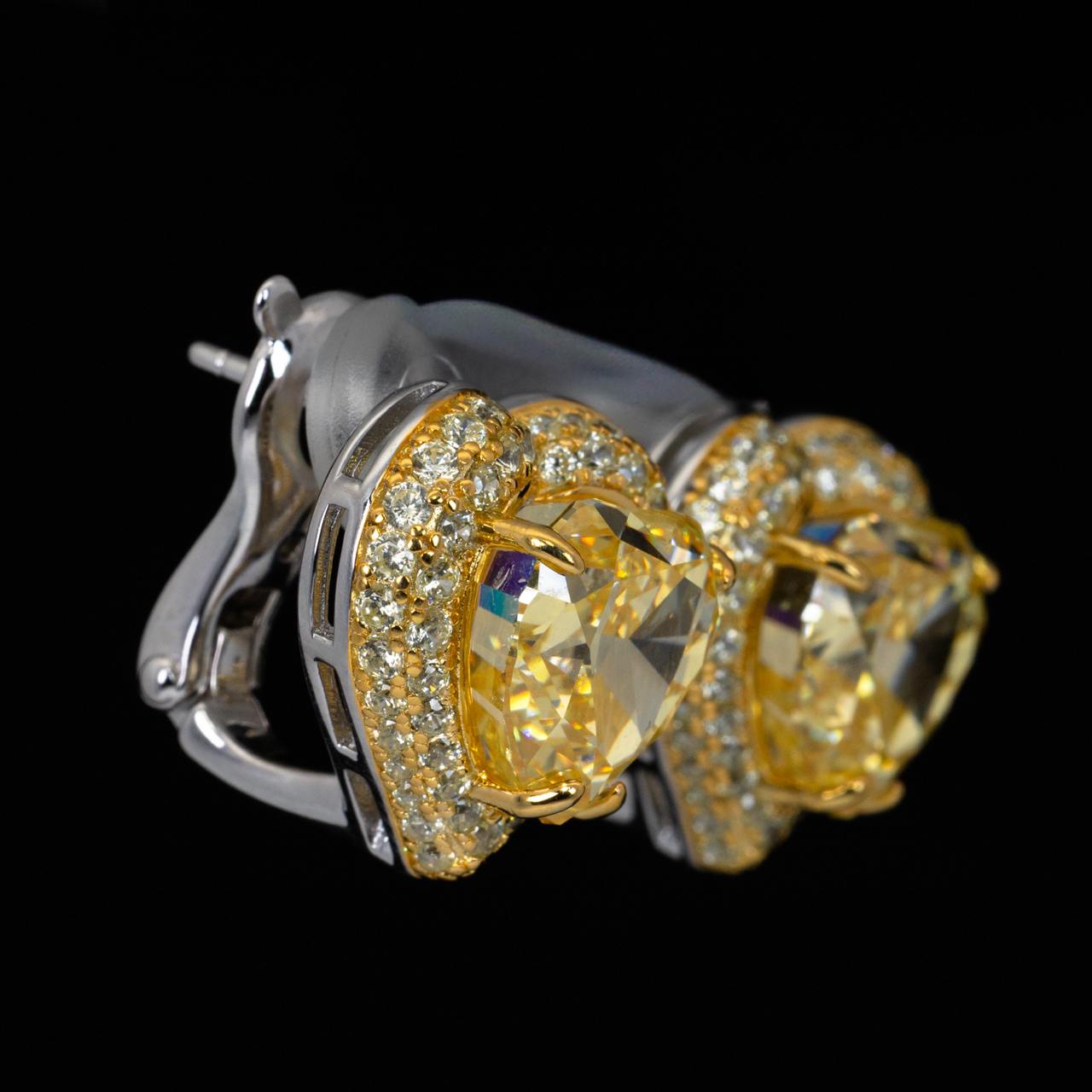 Omnia Ziyah Yellow Heart Clip Earrings With High Quality Simulated Diamonds In 925 Silver - OMNIASTORES UAE