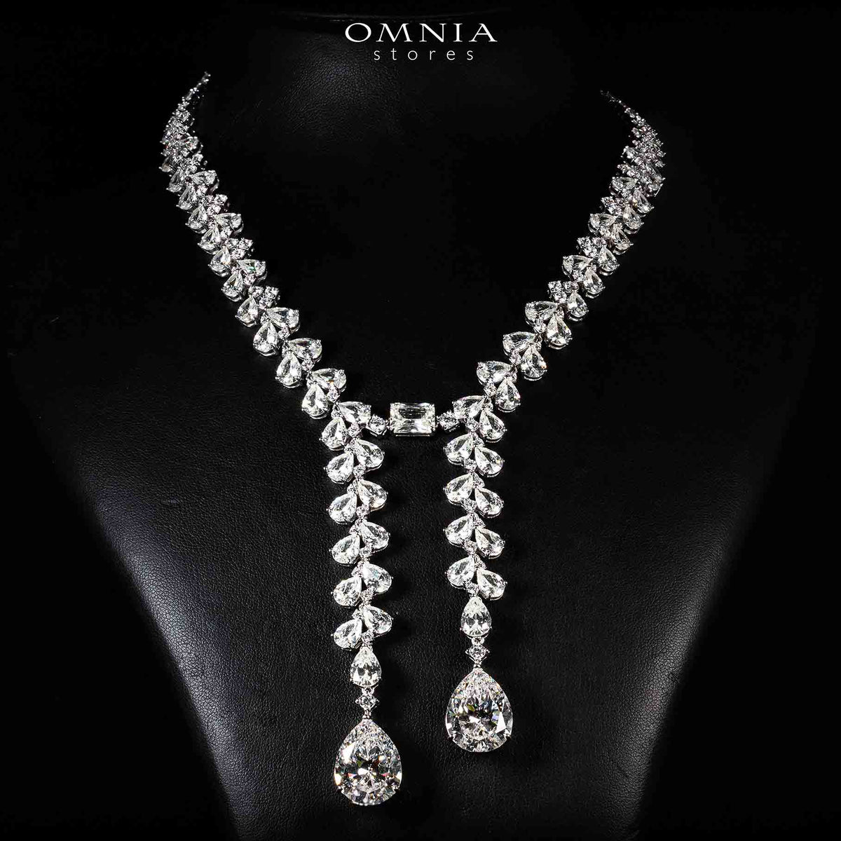 Omnia Shanaya White Necklace With High Quality Simulated Diamonds In 925 Silver - OMNIASTORES UAE