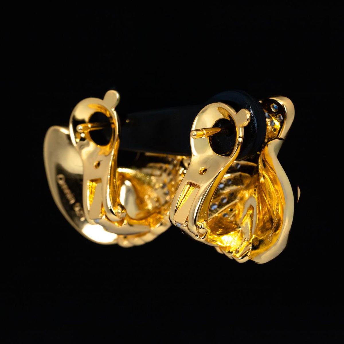 Omnia Zylah Gold Clip Earrings With High Quality Simulated Diamonds In 925 Silver - OMNIASTORES UAE