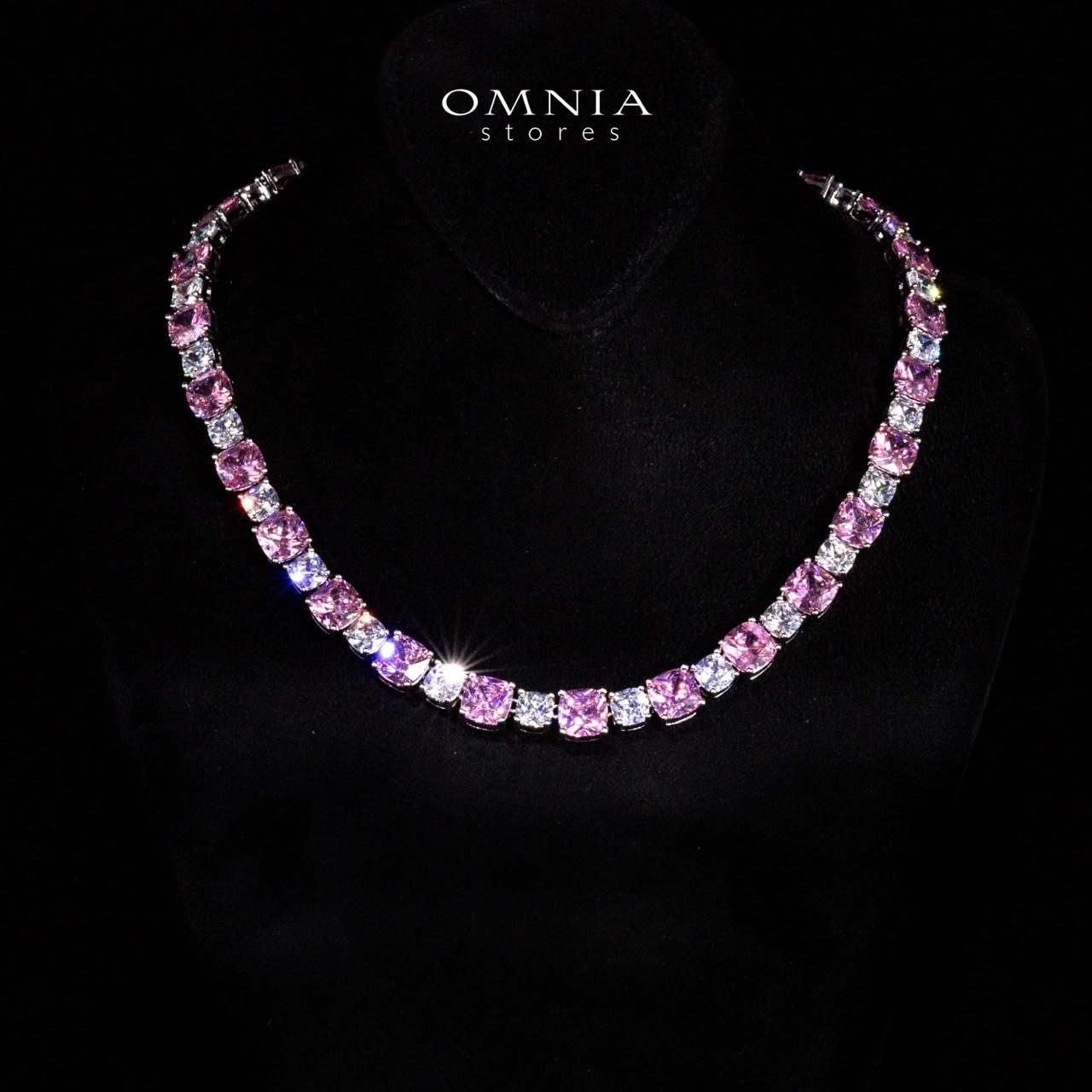 Omnia Alya Pink and White Bridal Full Set in High Quality Simulated Diamonds Rhodium Plated - OMNIASTORES UAE