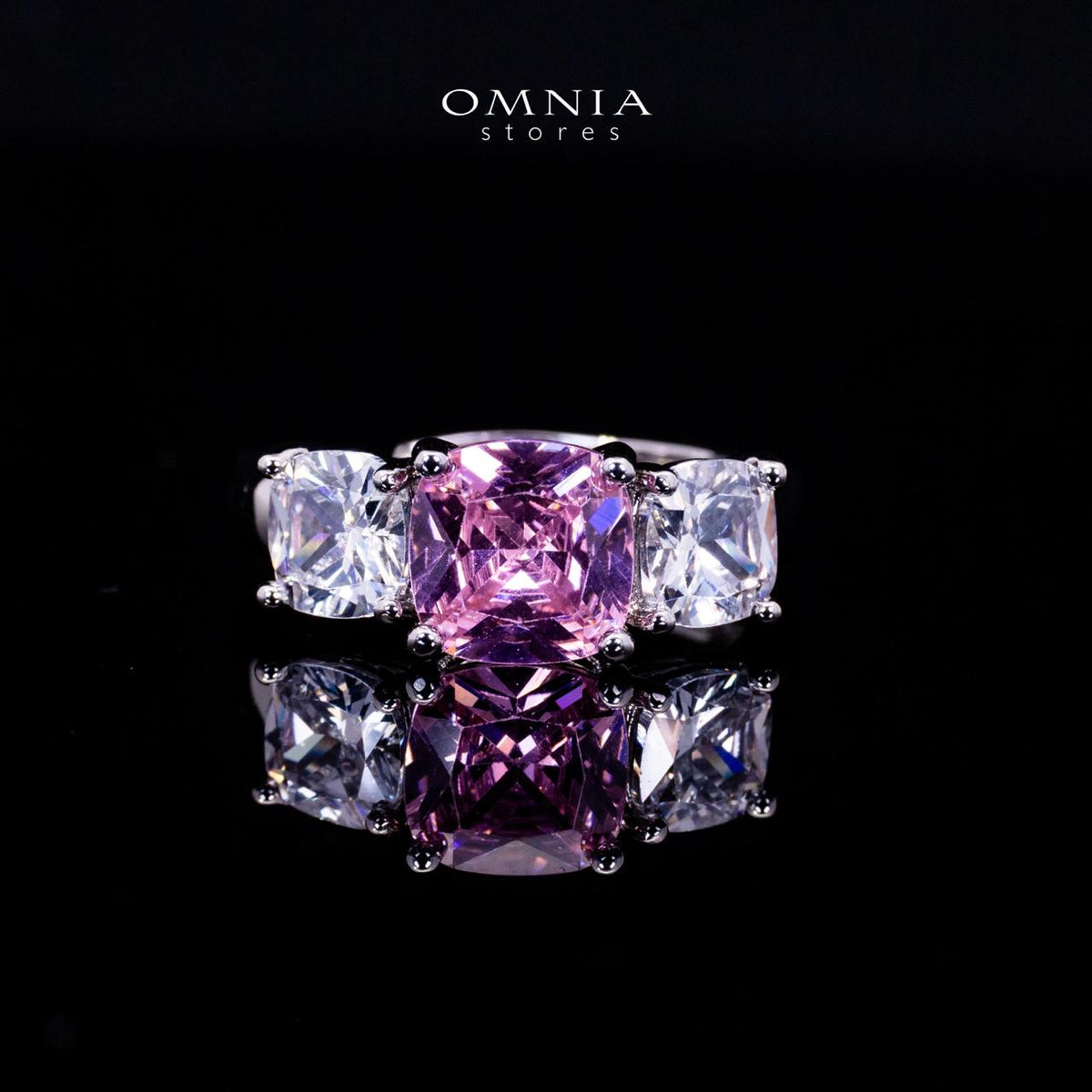 Omnia Alya Pink and White Bridal Full Set in High Quality Simulated Diamonds Rhodium Plated - OMNIASTORES UAE