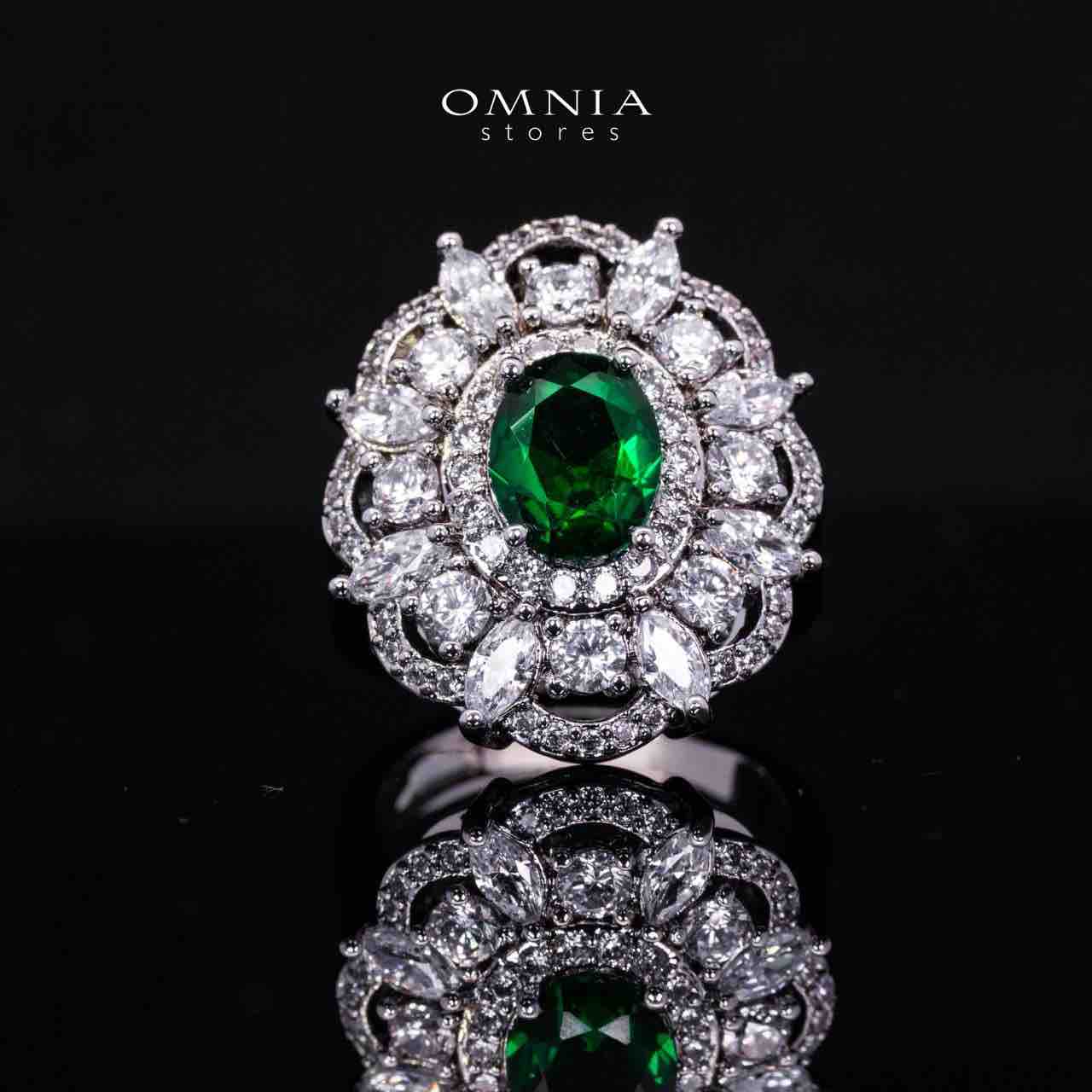 Omnia Esra Green Luxury Bridal Full Set in High Quality Zircon Stone Rhodium Plated - OMNIASTORES UAE